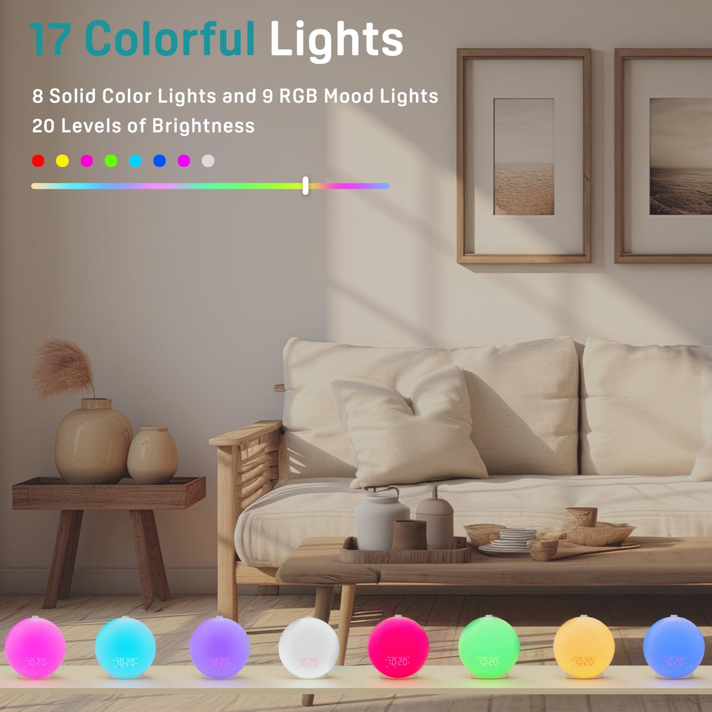 Oceanfront Sunrise Glow Clock – Wake-Up Light, Sleep Aid, Dual Alarm, 7 Colors, Natural Sunrise Simulation Oceanfront Products