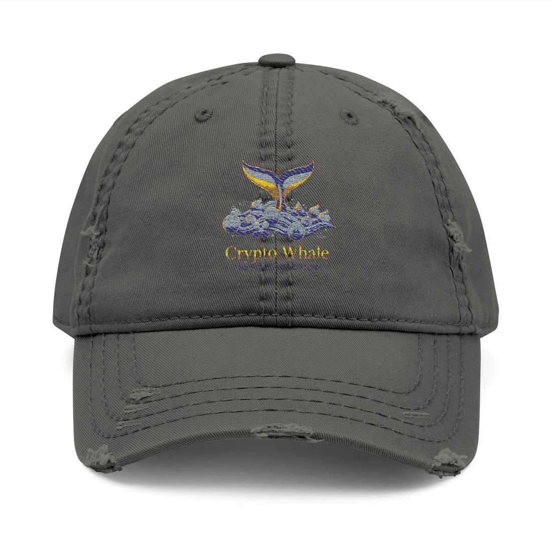 Distressed Embroidered Whale Tail Dad Hat — Coastal Casual Baseball Cap