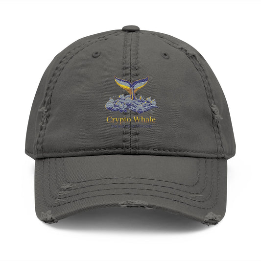Distressed Embroidered Whale Tail Dad Hat — Coastal Casual Baseball Cap
