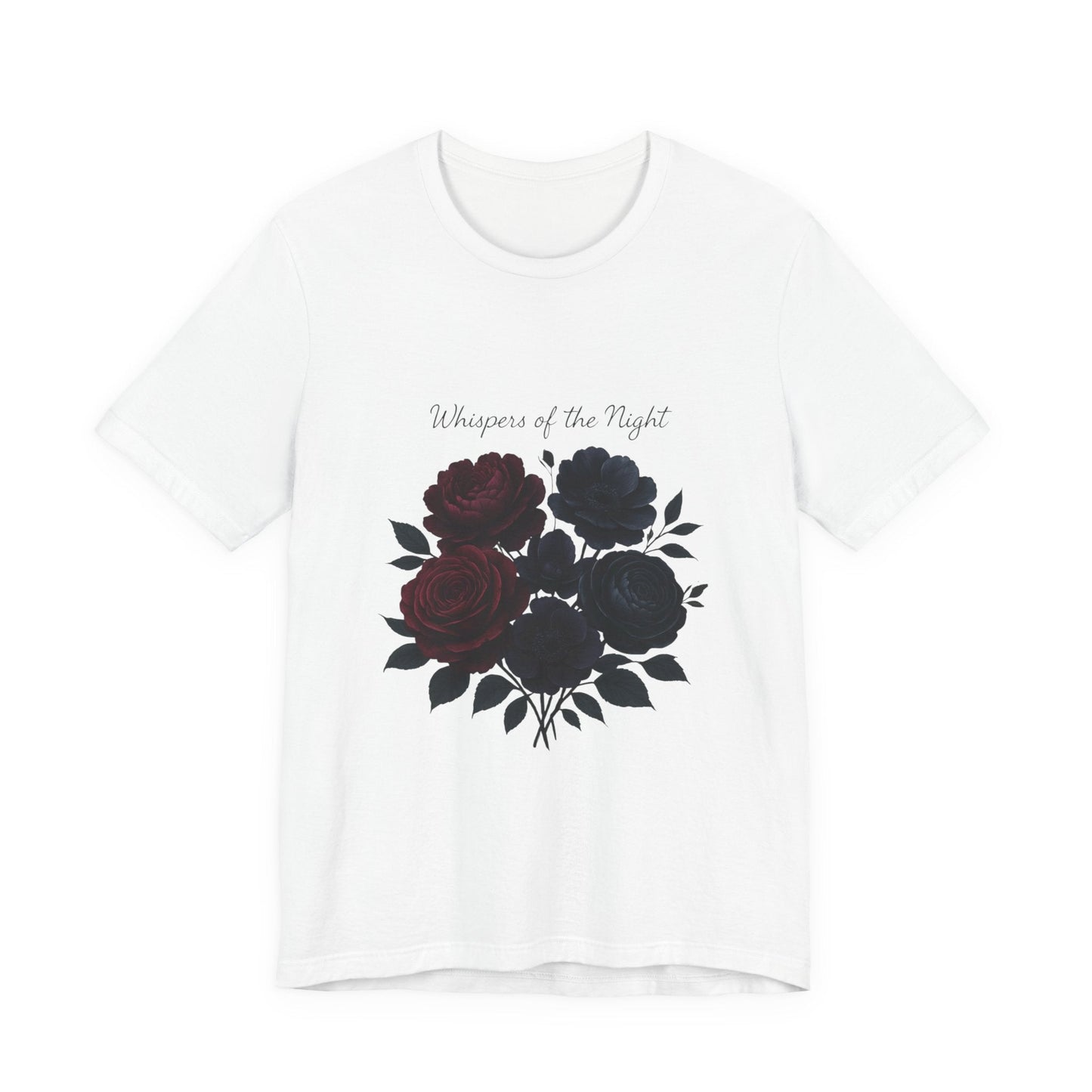 Whispers of the Night floral bouquet T-Shirt | dark roses Printify