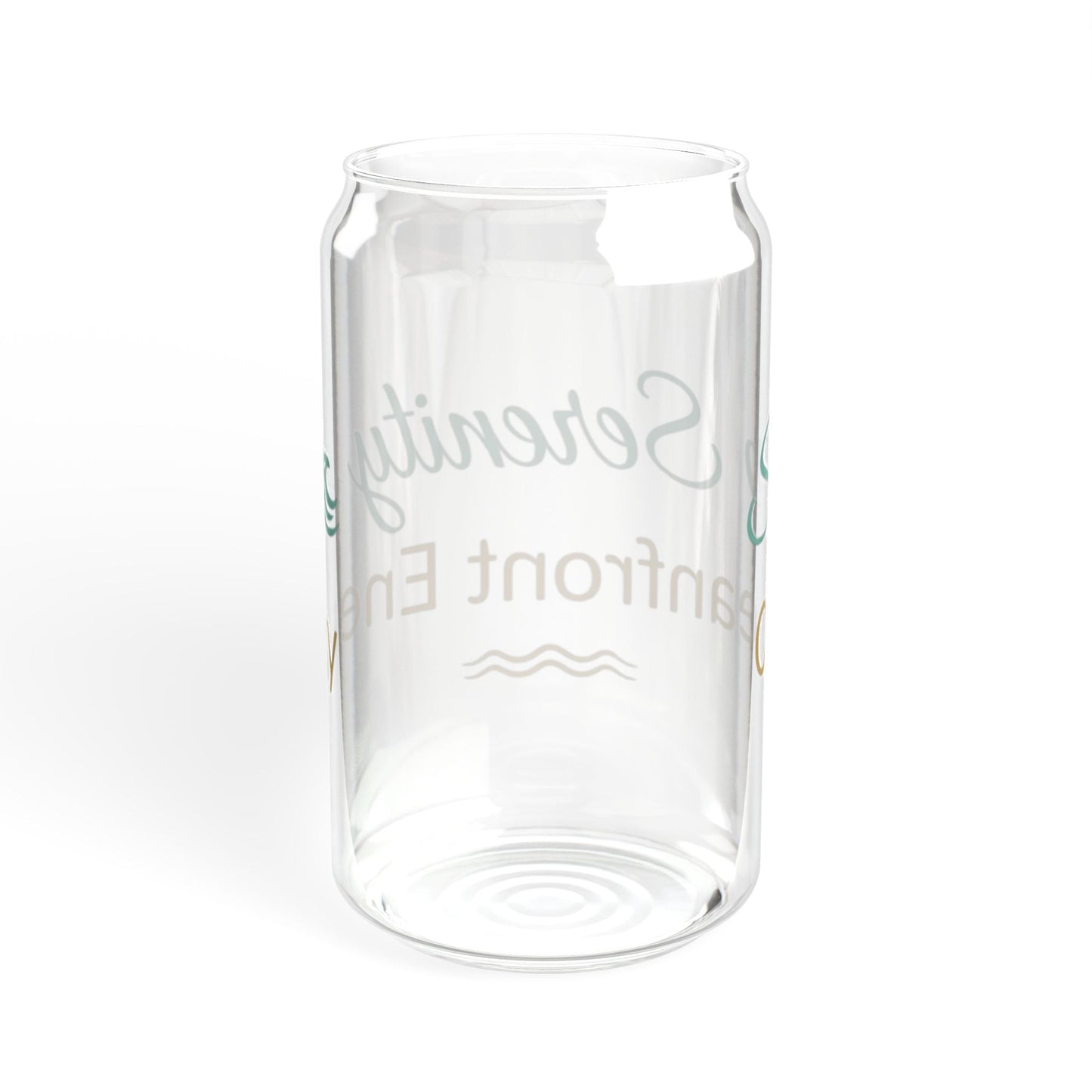 Oceanfront “Sip Serenity” Frosted Glass Cup | Luxury Coastal Glass with Bamboo Lid & Straw Printify