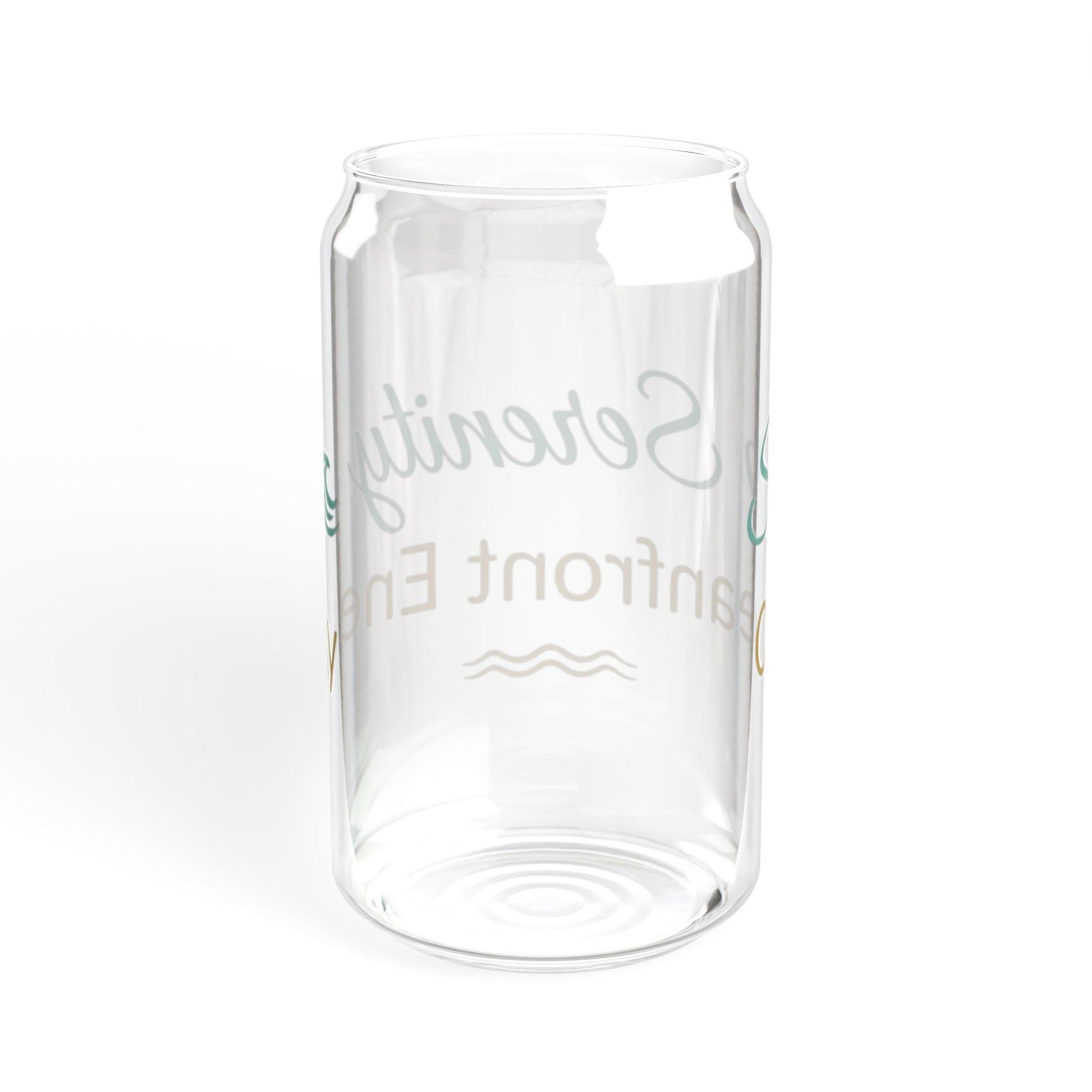 Oceanfront “Sip Serenity” Frosted Glass Cup | Luxury Coastal Glass with Bamboo Lid & Straw Printify