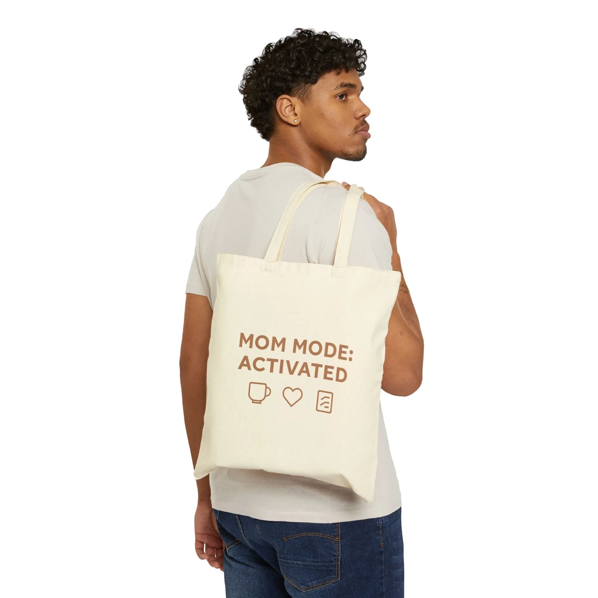 Mom Mode Activated Cotton Canvas Tote Bag – Stylish & Practical for Busy Moms - Oceanfront Products