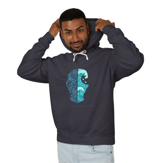 Decentralized Mindset Hoodie — Ocean Wave Split Face Graphic Hooded Sweatshirt Printify