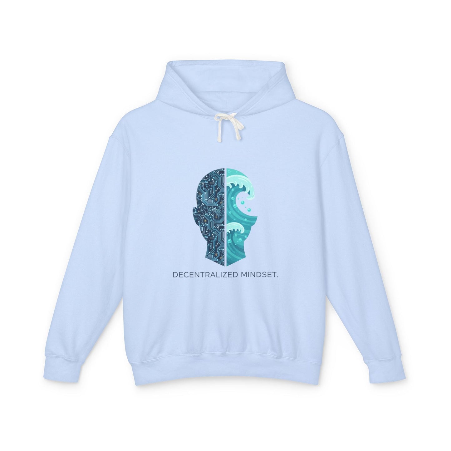 Decentralized Mindset Hoodie — Ocean Wave Split Face Graphic Hooded Sweatshirt Printify