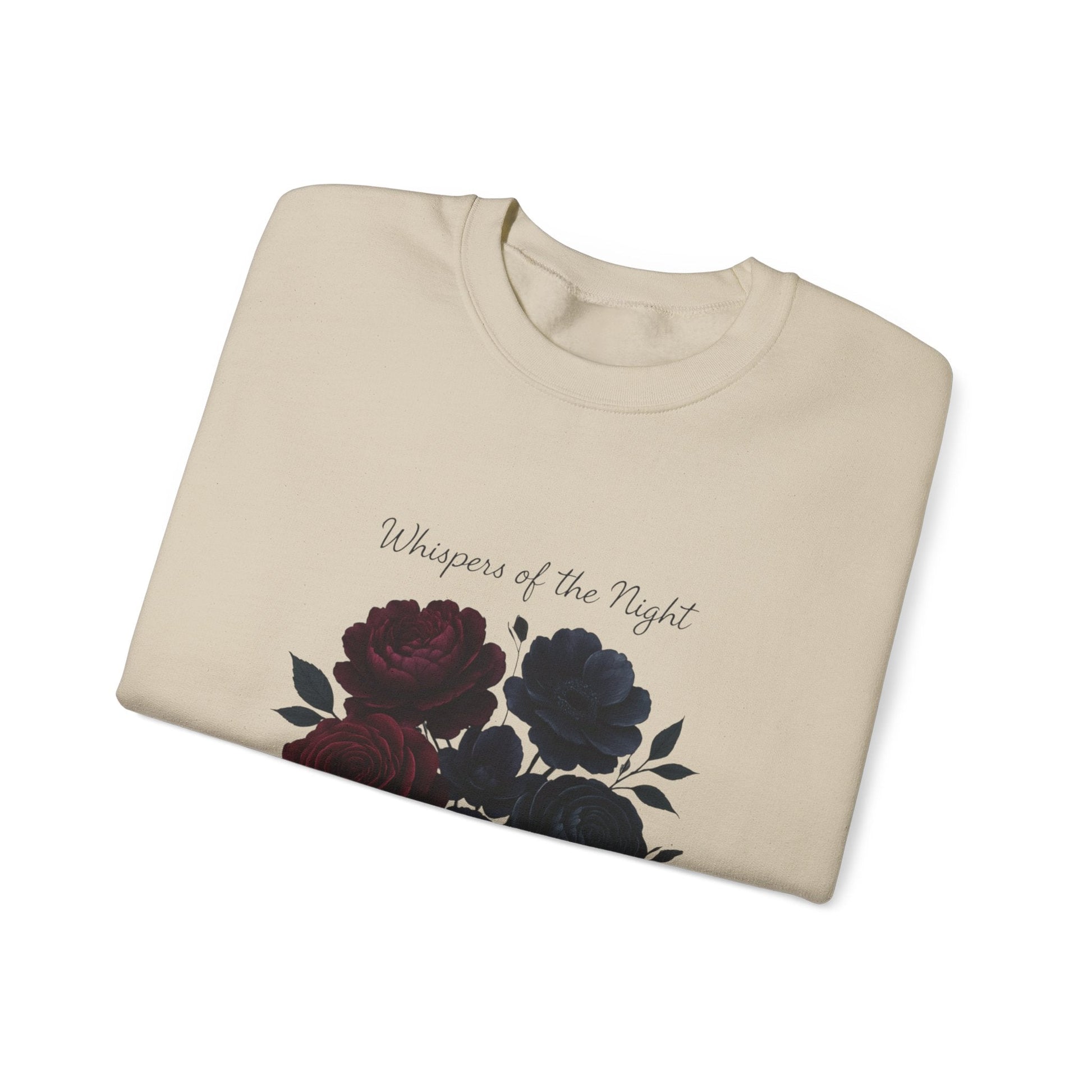 Whispers of the Night floral roses Sweatshirt | dark red black bouquet Oceanfront Products