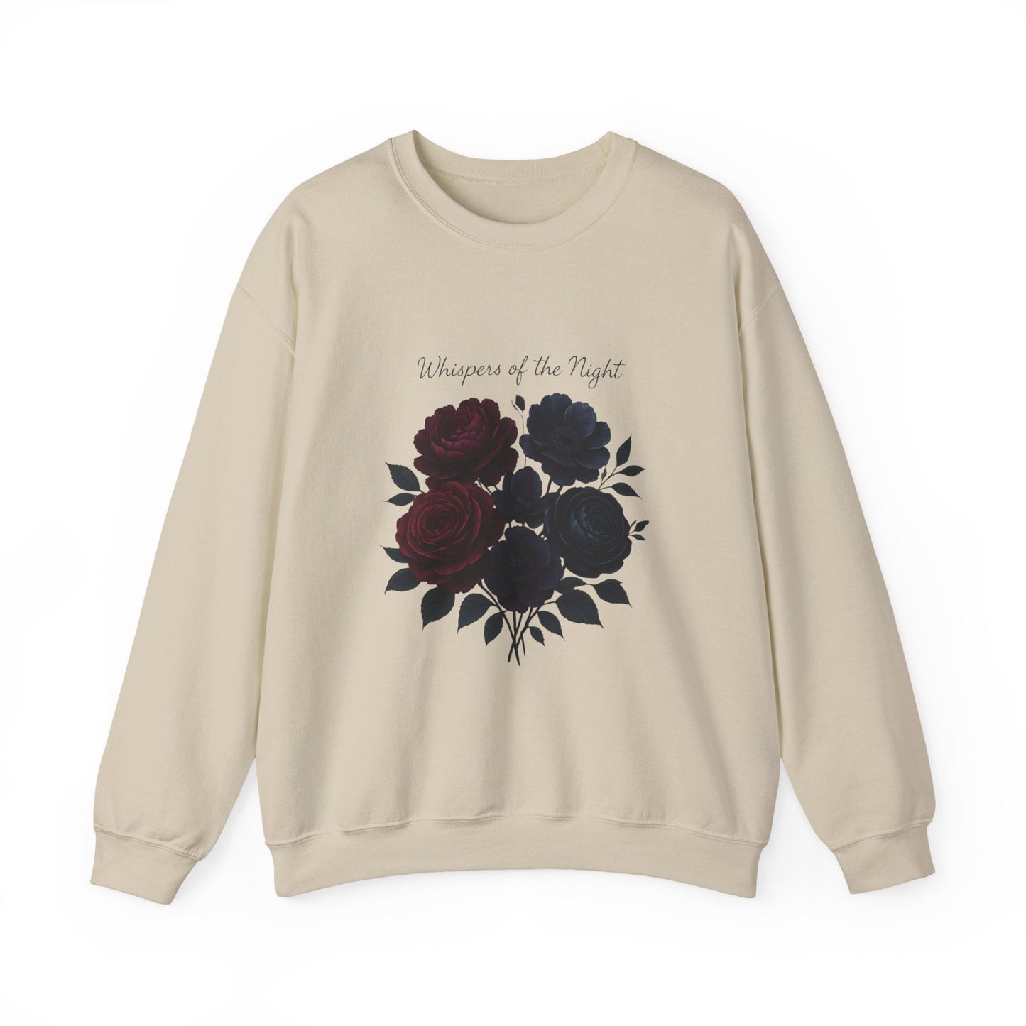 Whispers of the Night floral roses Sweatshirt | dark red black bouquet Oceanfront Products