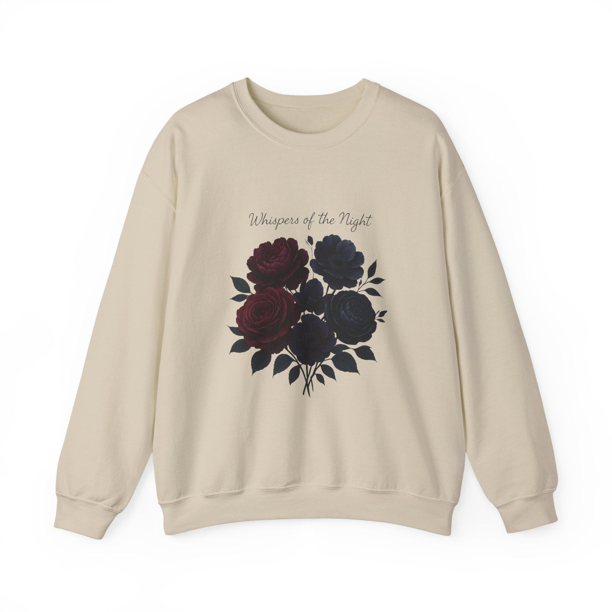 Whispers of the Night floral roses Sweatshirt | dark red black bouquet Oceanfront Products