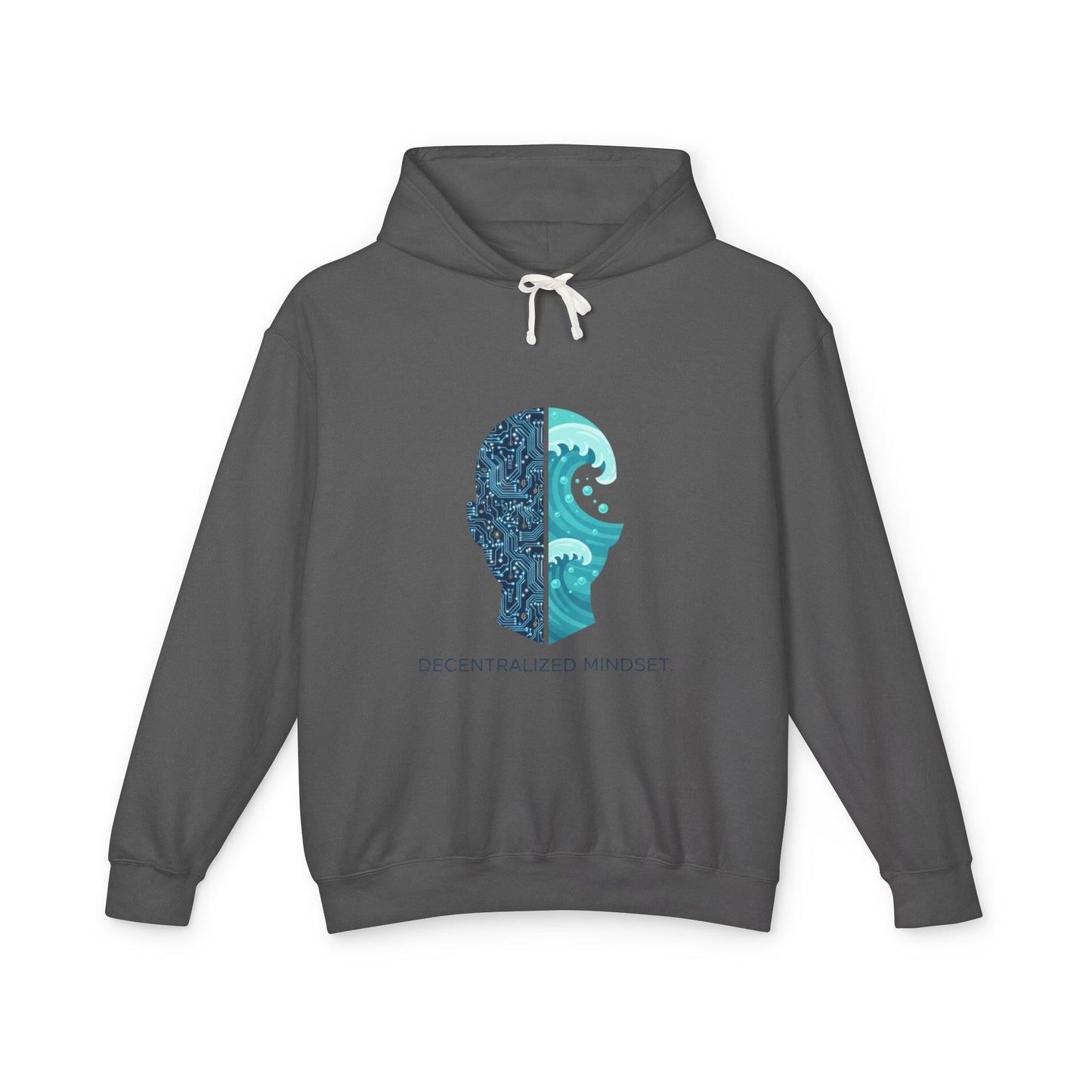 Decentralized Mindset Hoodie — Ocean Wave Split Face Graphic Hooded Sweatshirt Printify