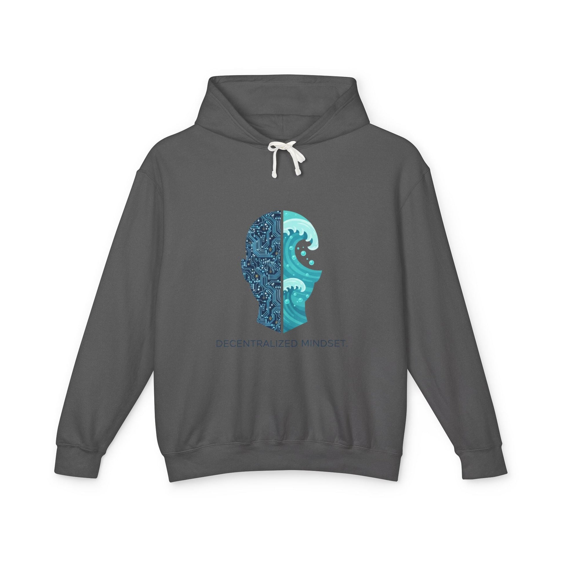 Decentralized Mindset Hoodie — Ocean Wave Split Face Graphic Hooded Sweatshirt Printify