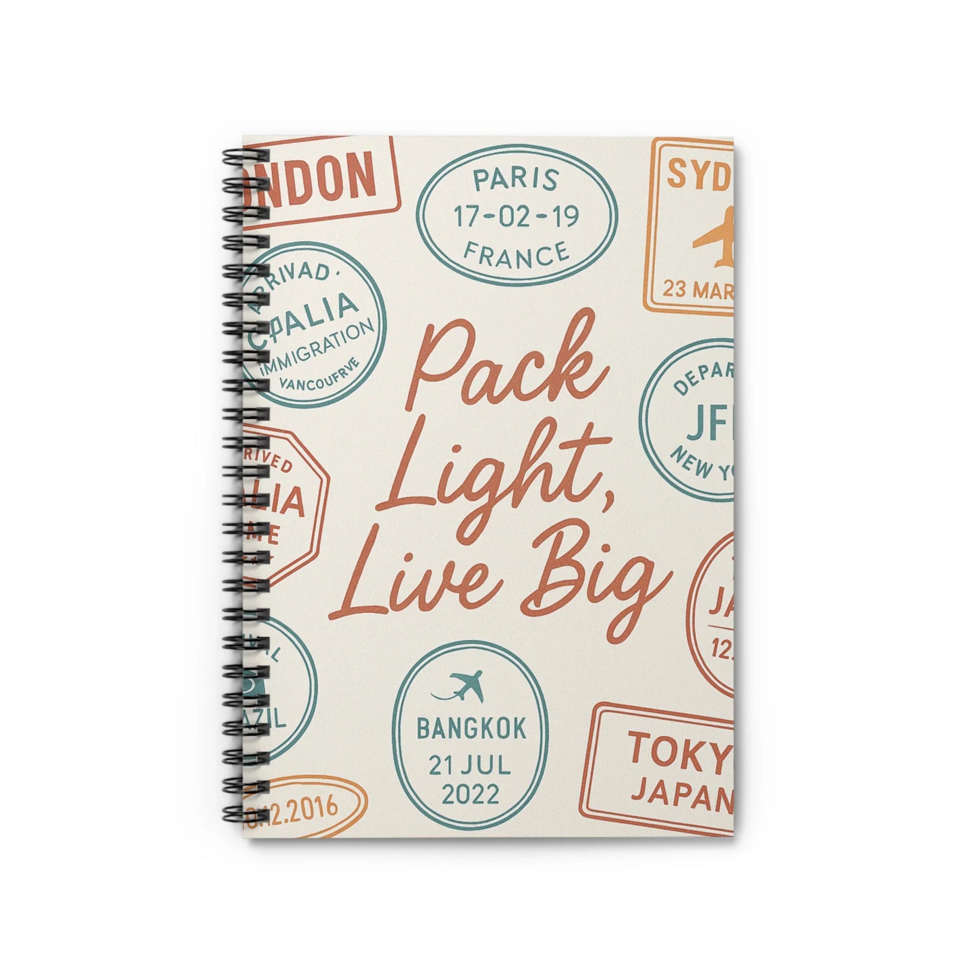 Travel-Themed Spiral Notebook - "Pack Light, Live Big" - Perfect for Adventurers & Journaling - Oceanfront Products
