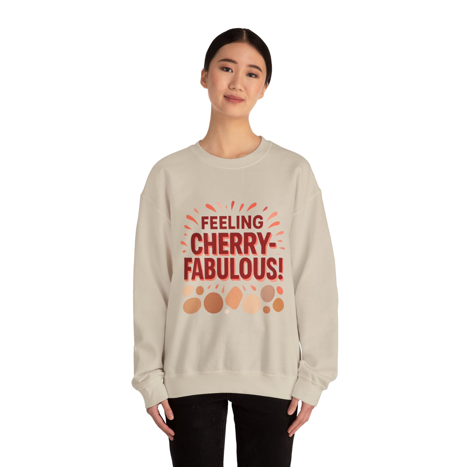 Bold cherry Sweatshirt, Cherry design on Crewneck Jumper, Unisex Pullover, Gift - Oceanfront Products