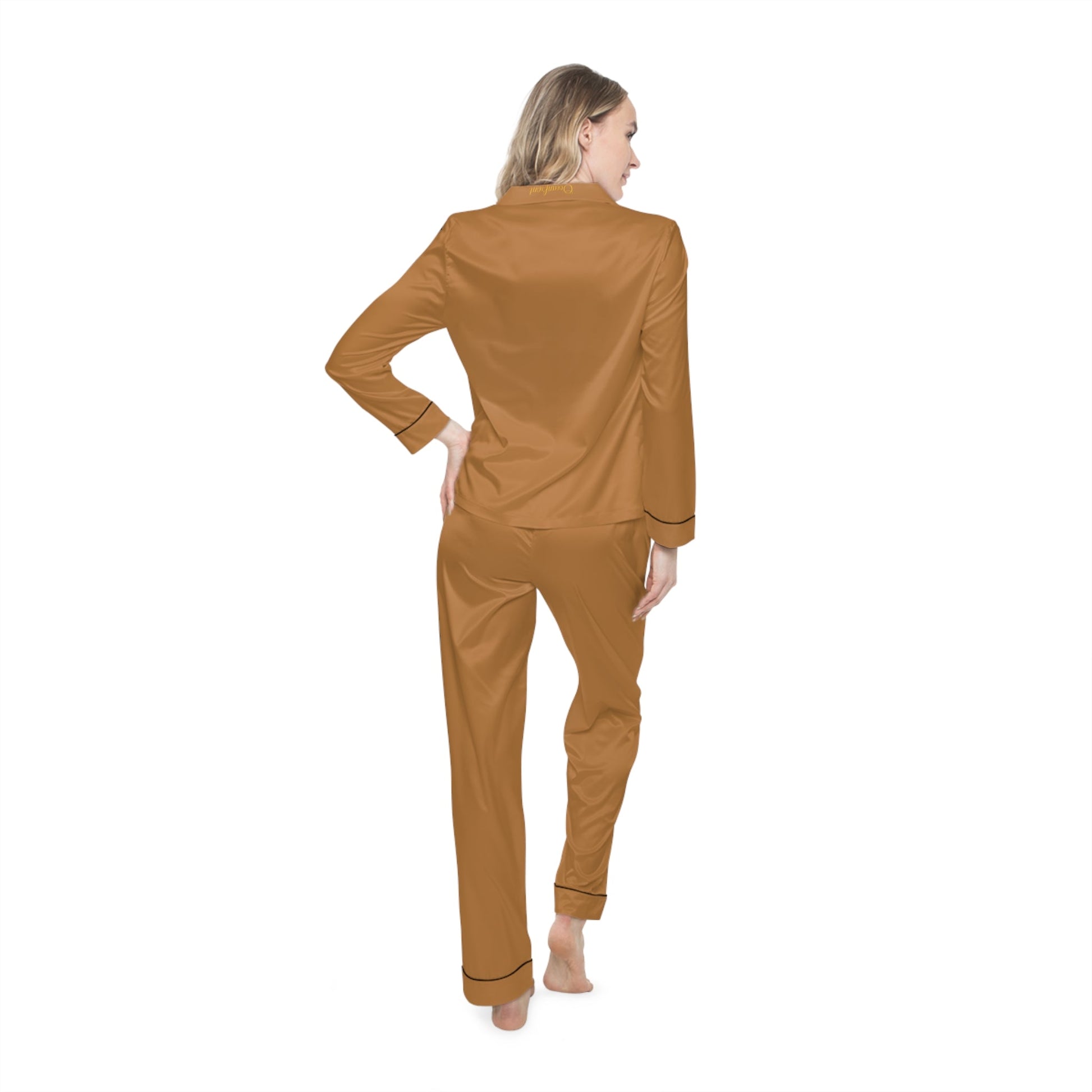 Golden Hour Soft Life Satin Pajama Set – Champagne Edition | Oceanfront Products Printify