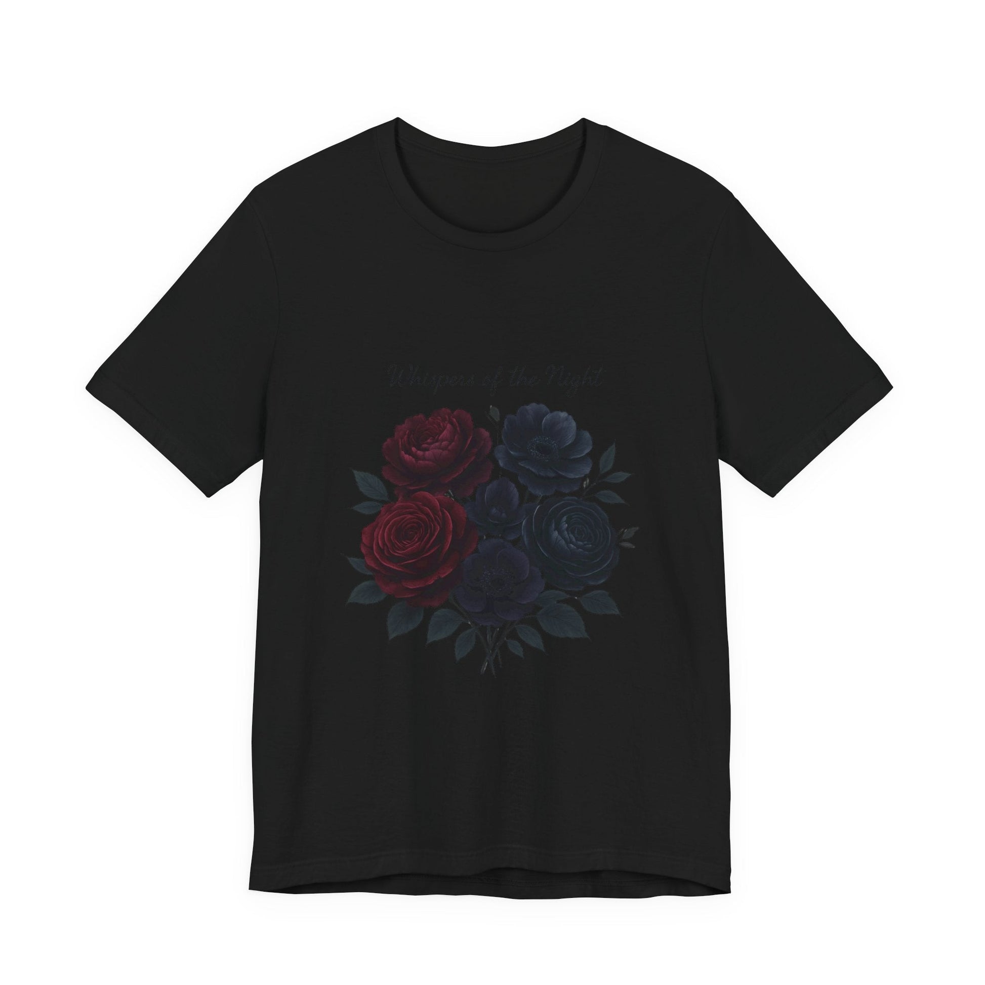 Whispers of the Night floral bouquet T-Shirt | dark roses Printify