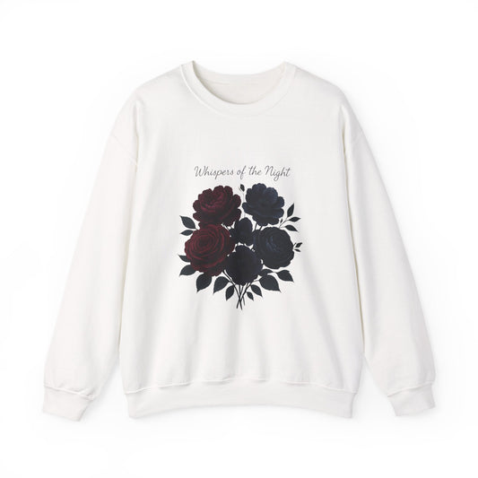 Whispers of the Night floral roses Sweatshirt | dark red black bouquet Oceanfront Products