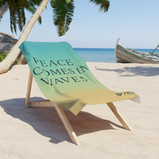 Oceanfront “Peace Comes in Waves” Travel Towel | Coastal Luxury Microfiber Quick-Dry Towel Printify