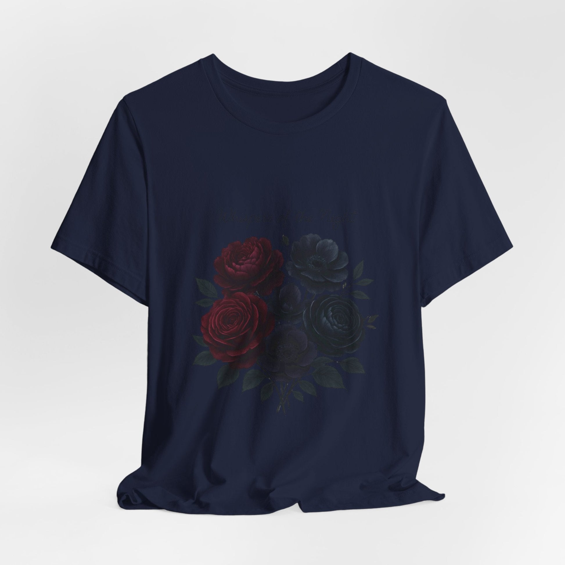Whispers of the Night floral bouquet T-Shirt | dark roses Printify
