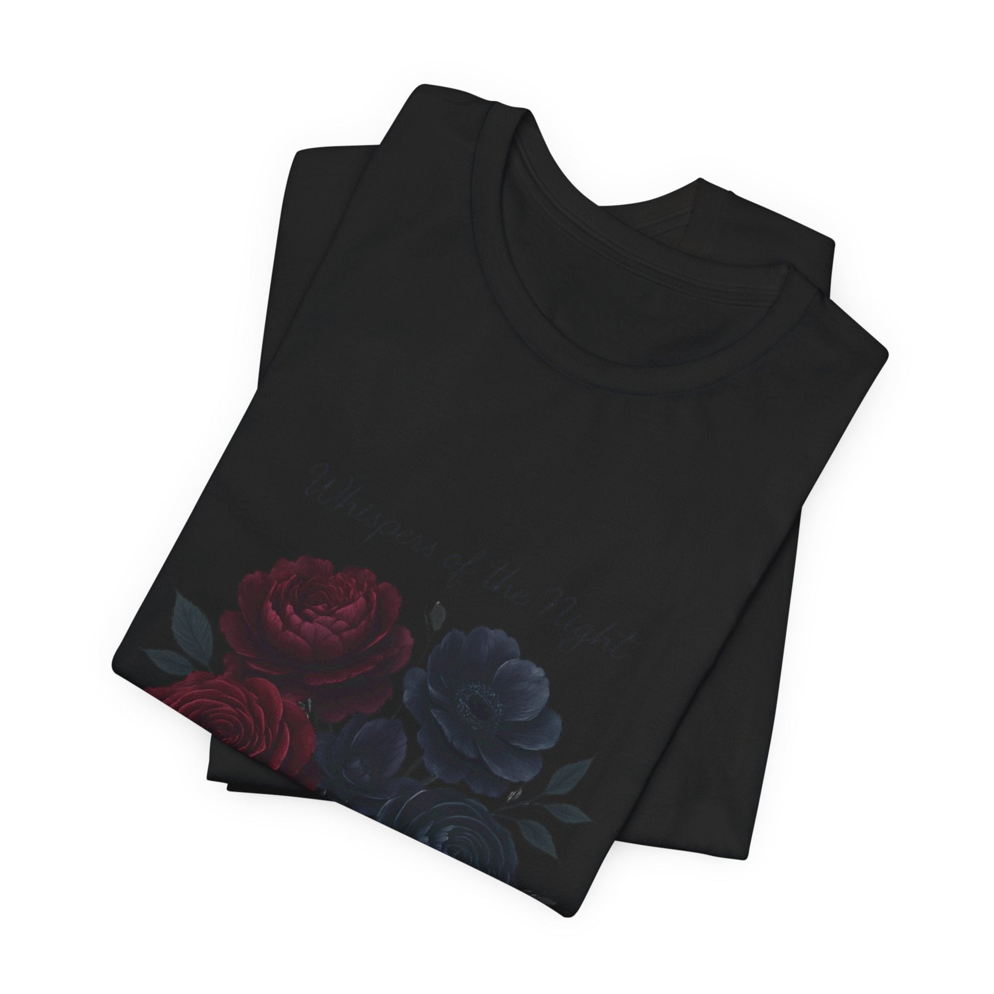 Whispers of the Night floral bouquet T-Shirt | dark roses Printify