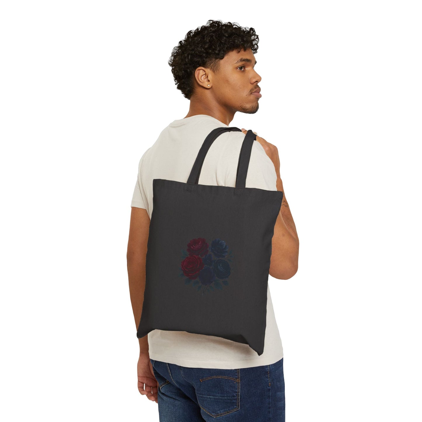 Dark Floral Bouquet Tote Bag | Minimal Botanical Canvas Oceanfront Products