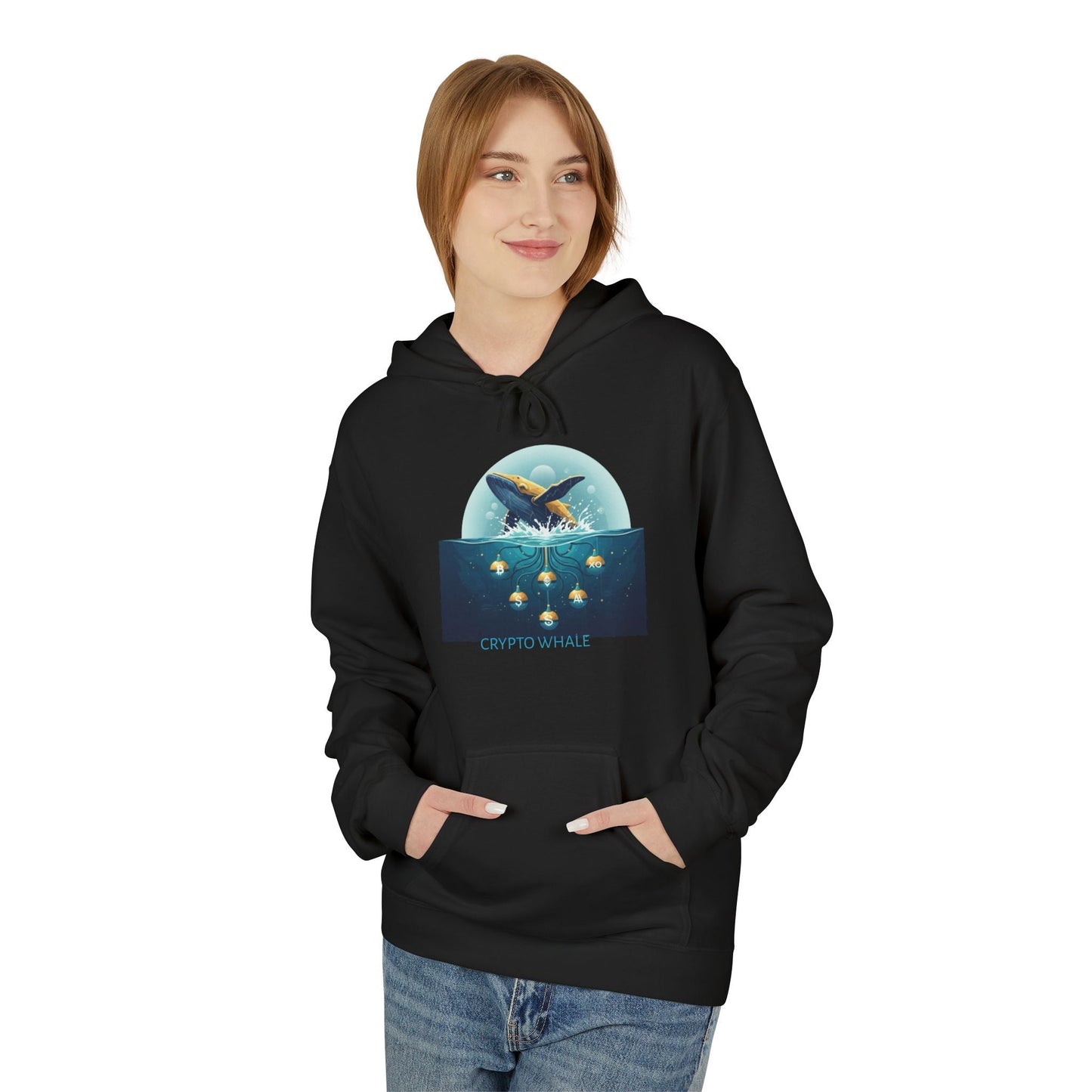 Hooded Sweatshirt - Crypto Whale 'Depths of Decentralization' Printify