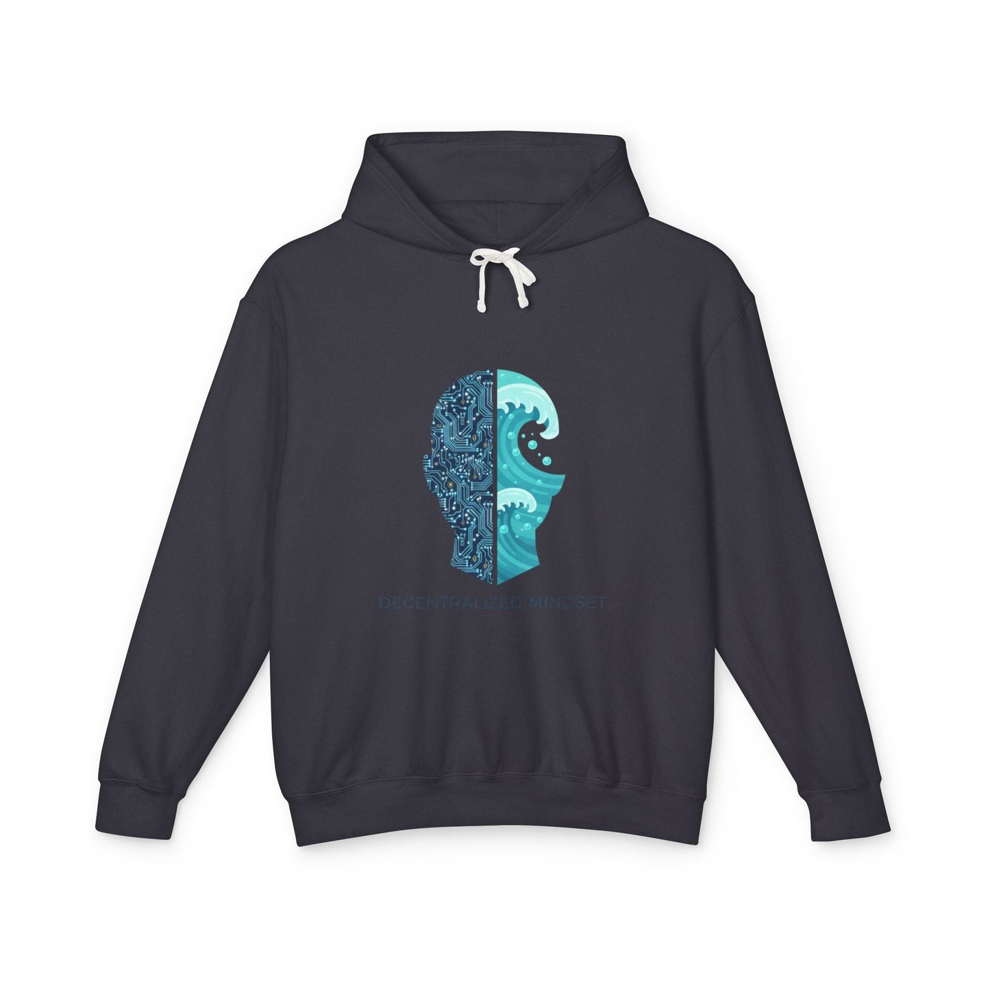 Decentralized Mindset Hoodie — Ocean Wave Split Face Graphic Hooded Sweatshirt Printify