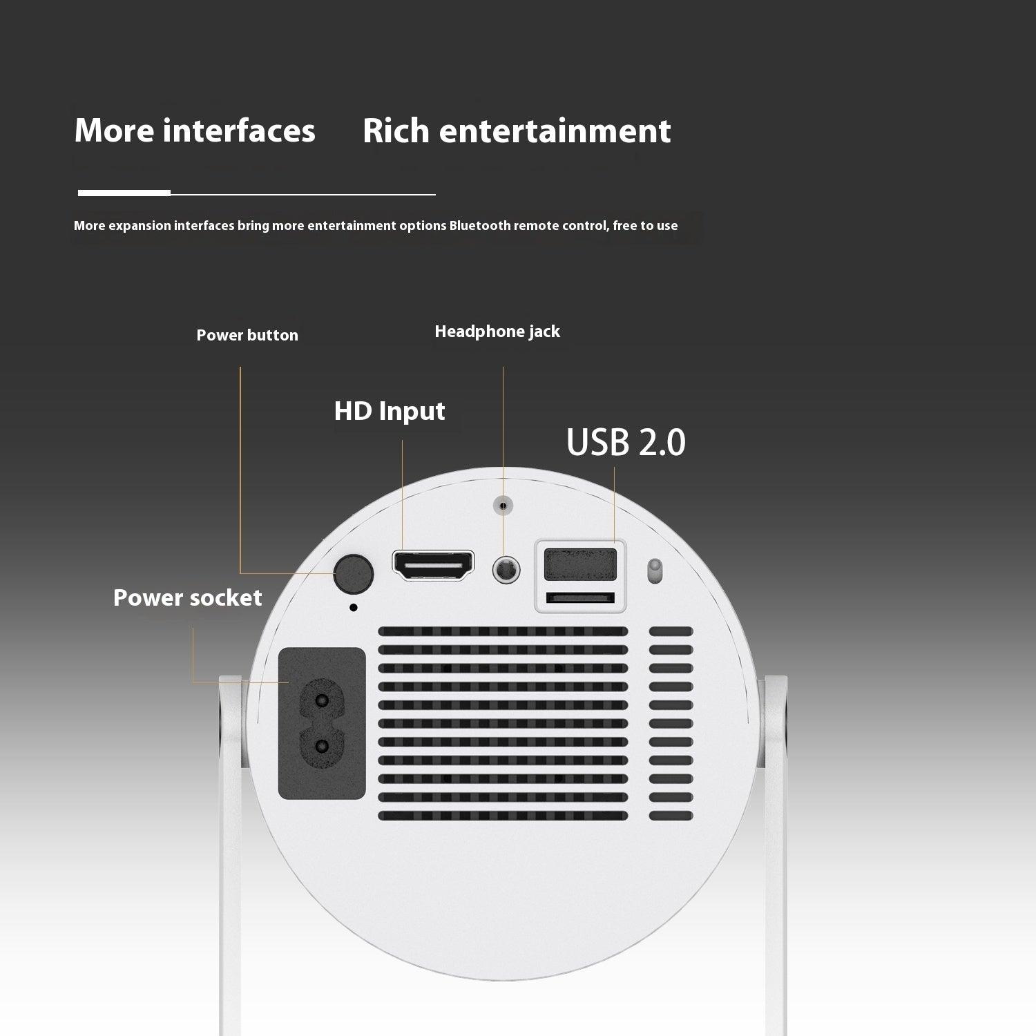 Portable Projector Small Straight Projector For Home Use 180 Degrees Projection Angle Automatic Focus Home Video Projector - Oceanfront Products