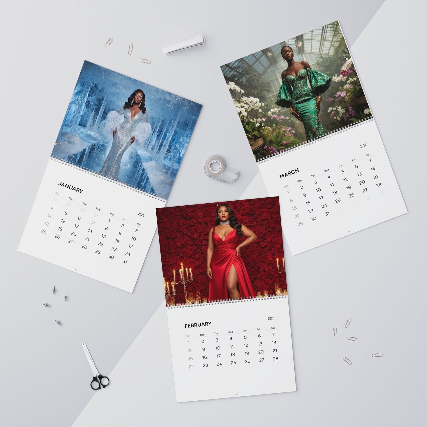2026 Glam Calendar — A Year of Black Beauty, Luxury & Style | Limited Edition Fashion Art Calendar Oceanfront Products