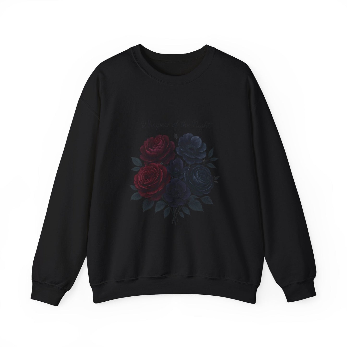 Whispers of the Night floral roses Sweatshirt | dark red black bouquet Oceanfront Products