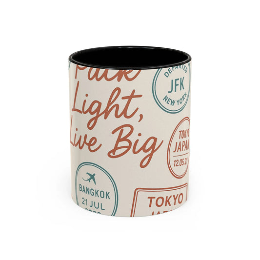 Pack Light, Live Big – Wanderlust Mug with Passport Stamp Collection - Oceanfront Products