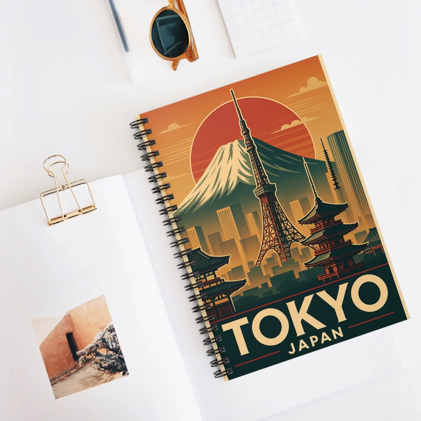 Tokyo Japan Spiral Notebook - Vintage Travel Design, Aesthetic Journal, Study Notebook, Gift for Travelers, Office Supplies - Oceanfront Products
