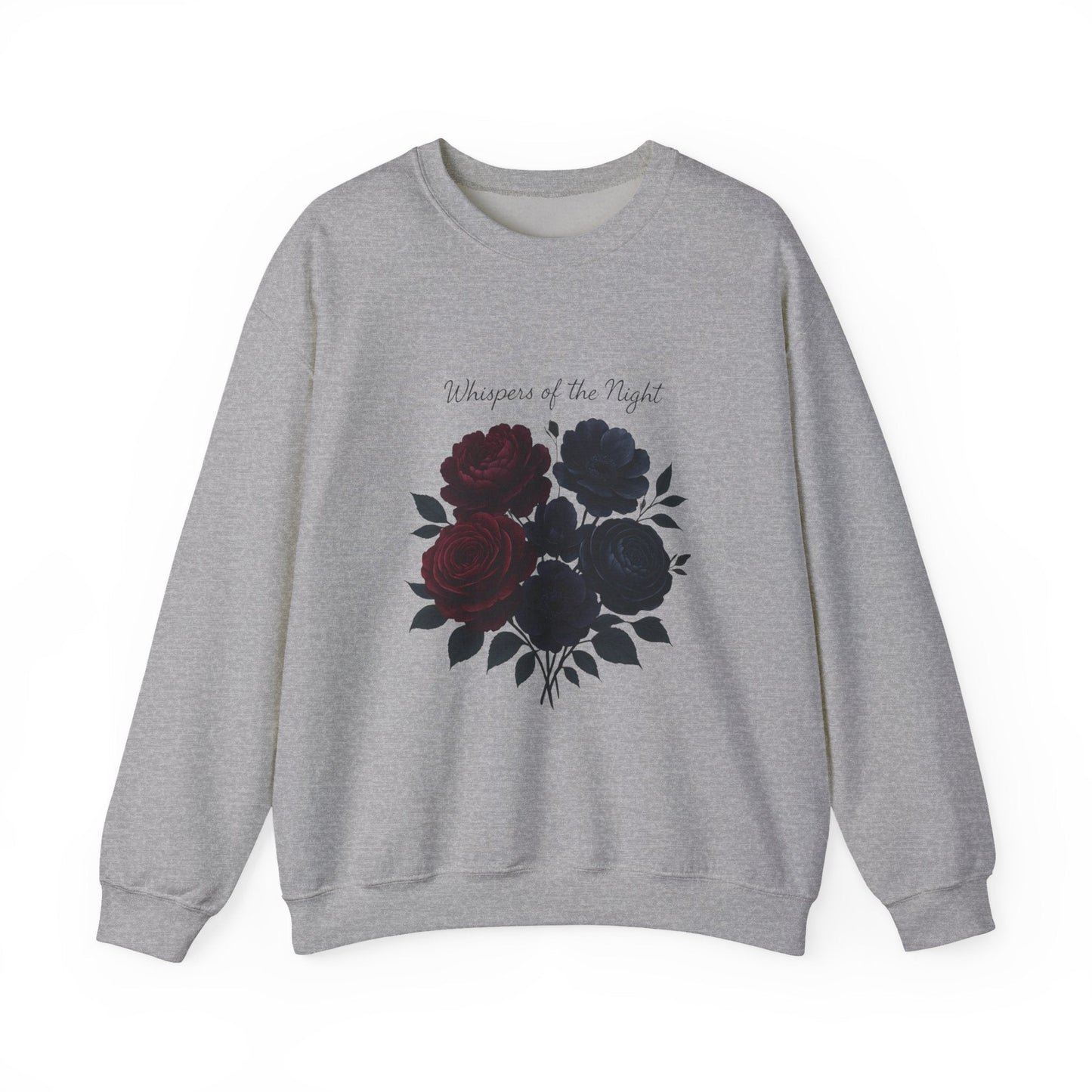 Whispers of the Night floral roses Sweatshirt | dark red black bouquet Oceanfront Products