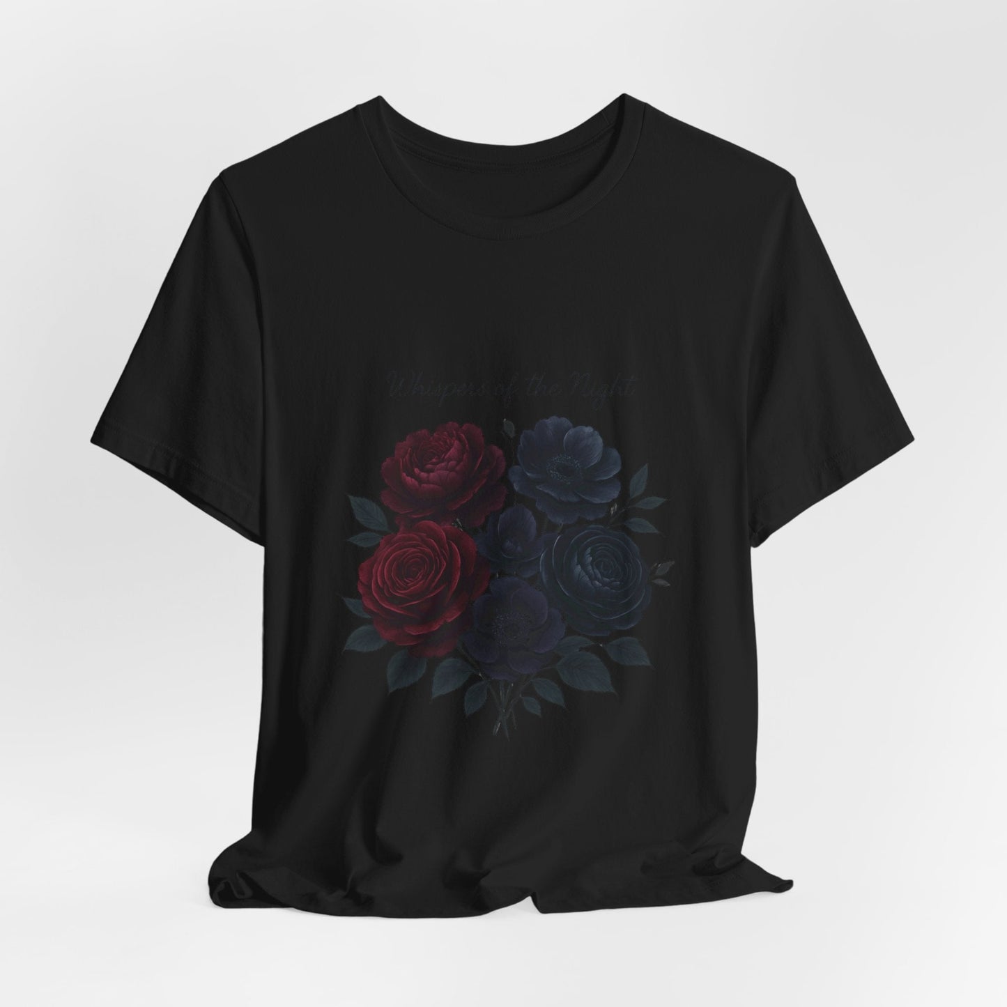Whispers of the Night floral bouquet T-Shirt | dark roses Printify