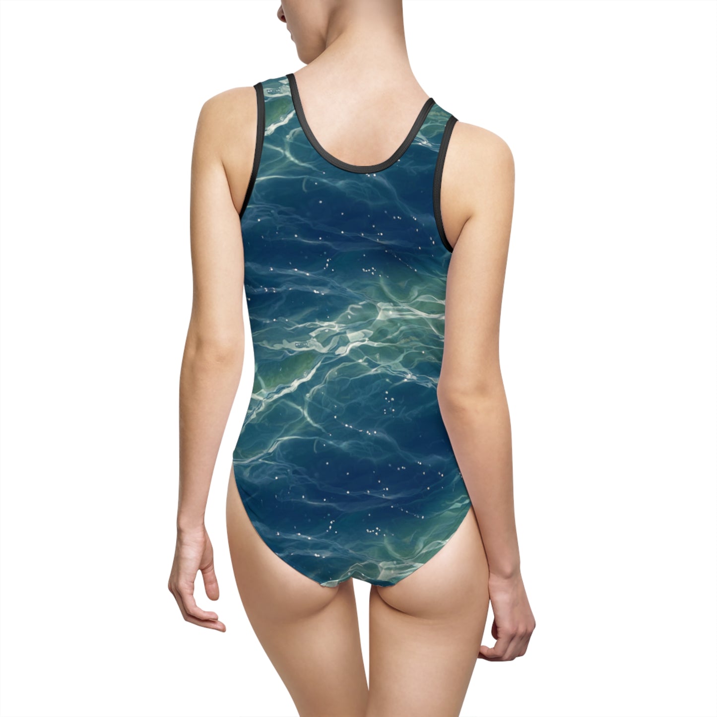 Ocean Ripple Women's One-Piece Swimsuit — Blue Water Print