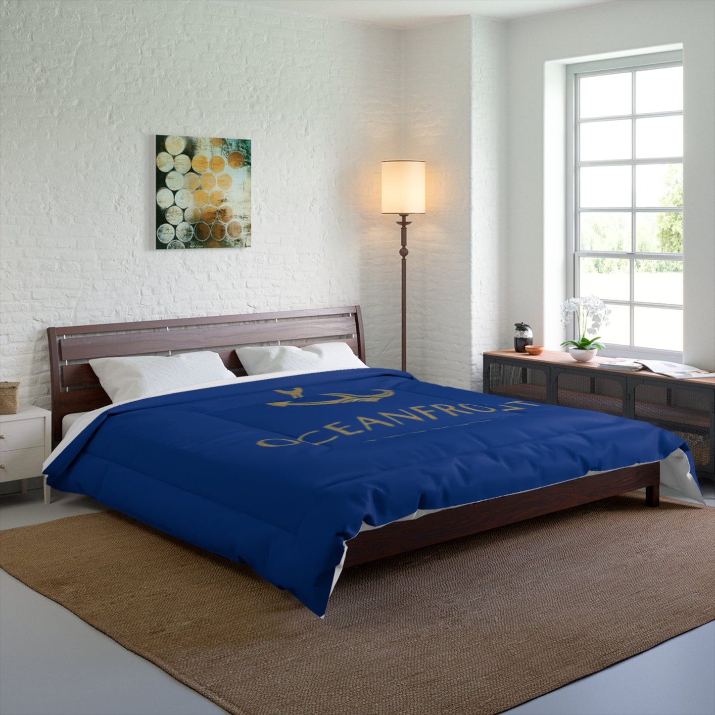 Nautical Anchor Comforter – Oceanfront Products Blue Coastal Bedding Printify