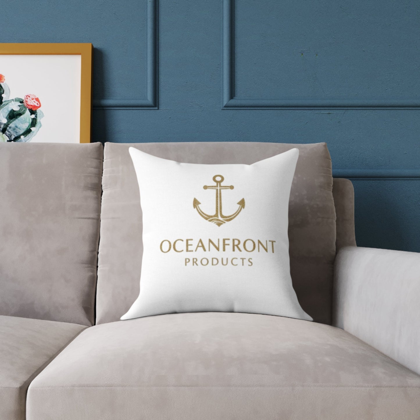 Nautical Anchor Square Pillow – Oceanfront Products Coastal Decor Printify