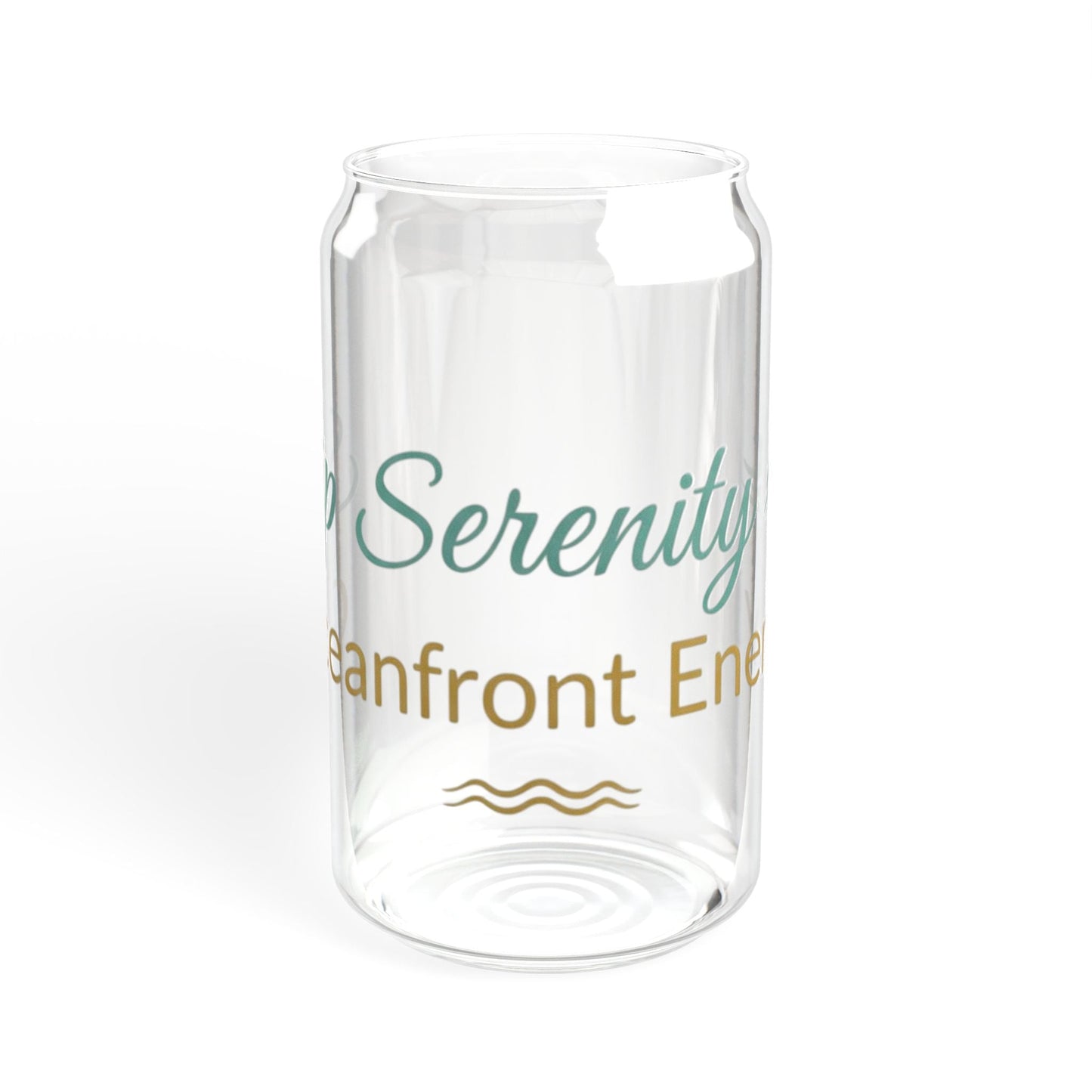 Oceanfront “Sip Serenity” Frosted Glass Cup | Luxury Coastal Glass with Bamboo Lid & Straw Printify