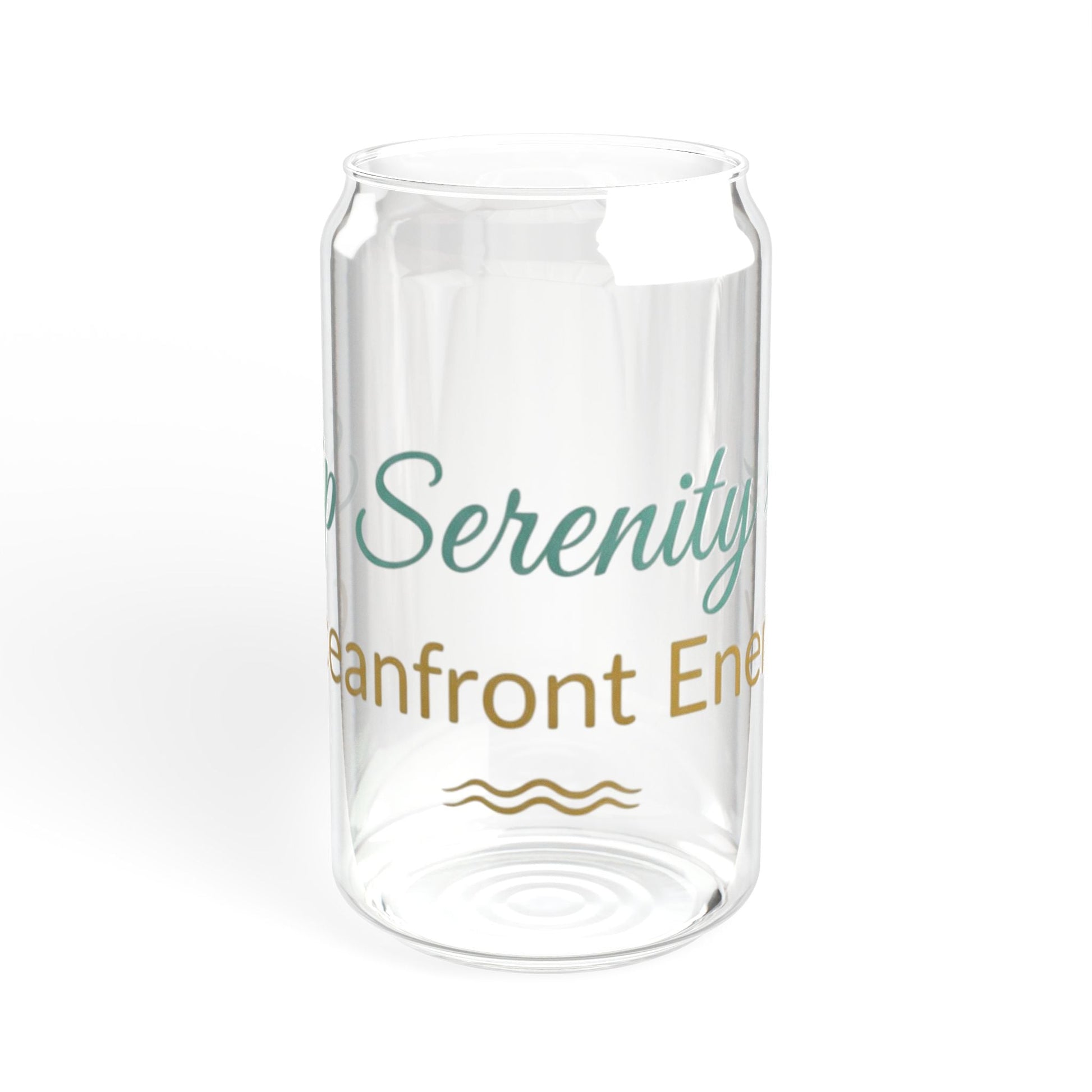 Oceanfront “Sip Serenity” Frosted Glass Cup | Luxury Coastal Glass with Bamboo Lid & Straw Printify