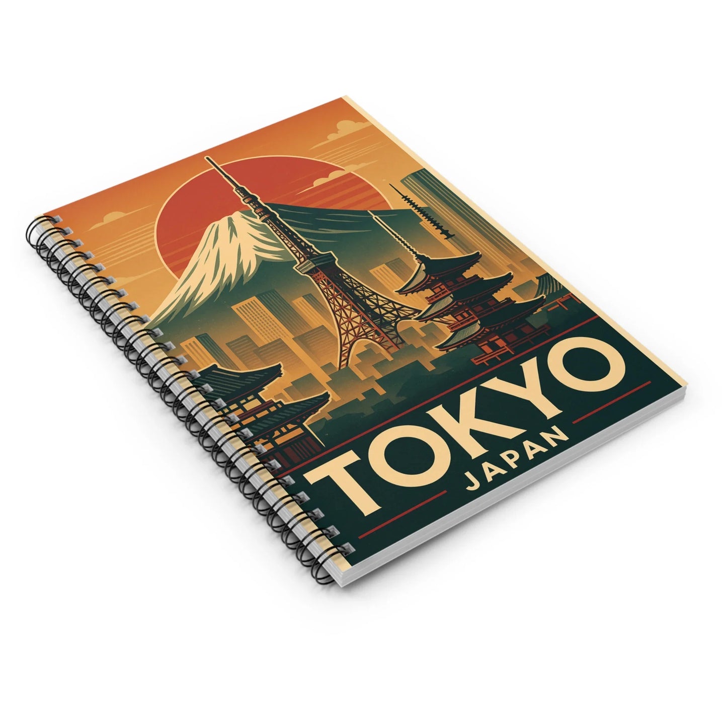 Tokyo Japan Spiral Notebook - Vintage Travel Design, Aesthetic Journal, Study Notebook, Gift for Travelers, Office Supplies - Oceanfront Products