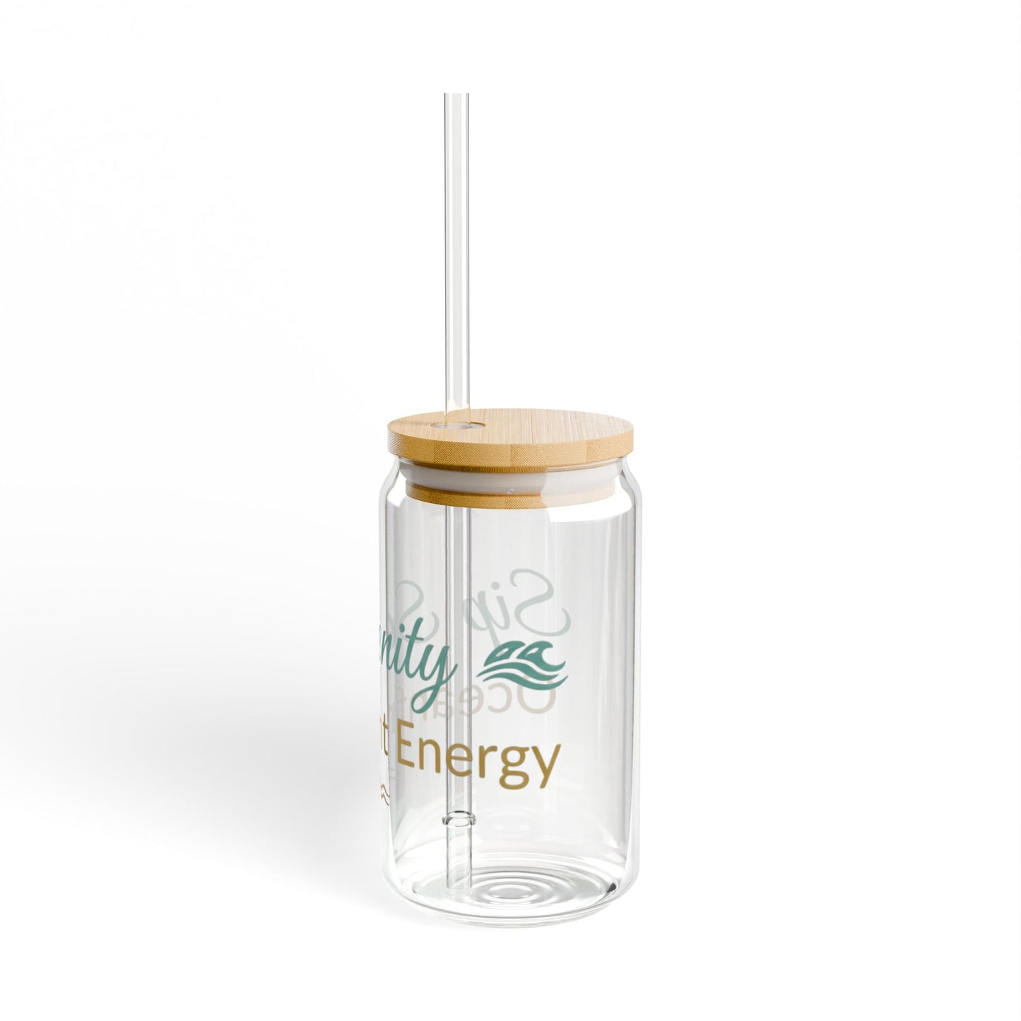Oceanfront “Sip Serenity” Frosted Glass Cup | Luxury Coastal Glass with Bamboo Lid & Straw Printify