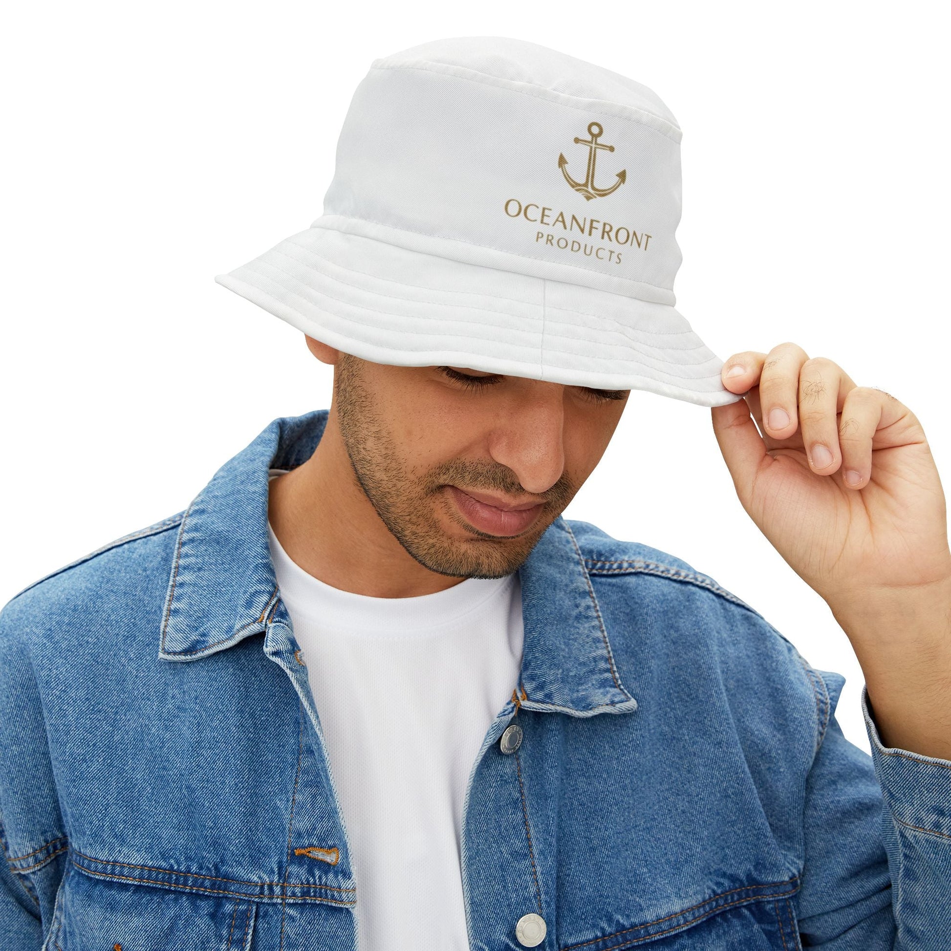 Oceanfront Anchor Embroidered Bucket Hat Printify