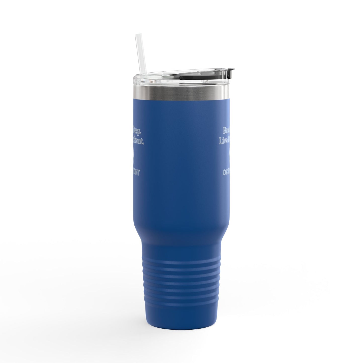 Oceanfront Insulated Travel Mug – “Breathe Deep. Live Oceanfront.” | Custom Name Option Printify