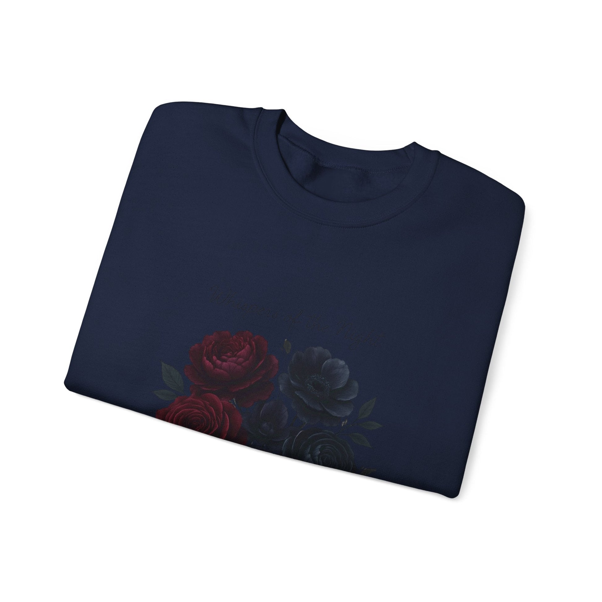 Whispers of the Night floral roses Sweatshirt | dark red black bouquet Oceanfront Products