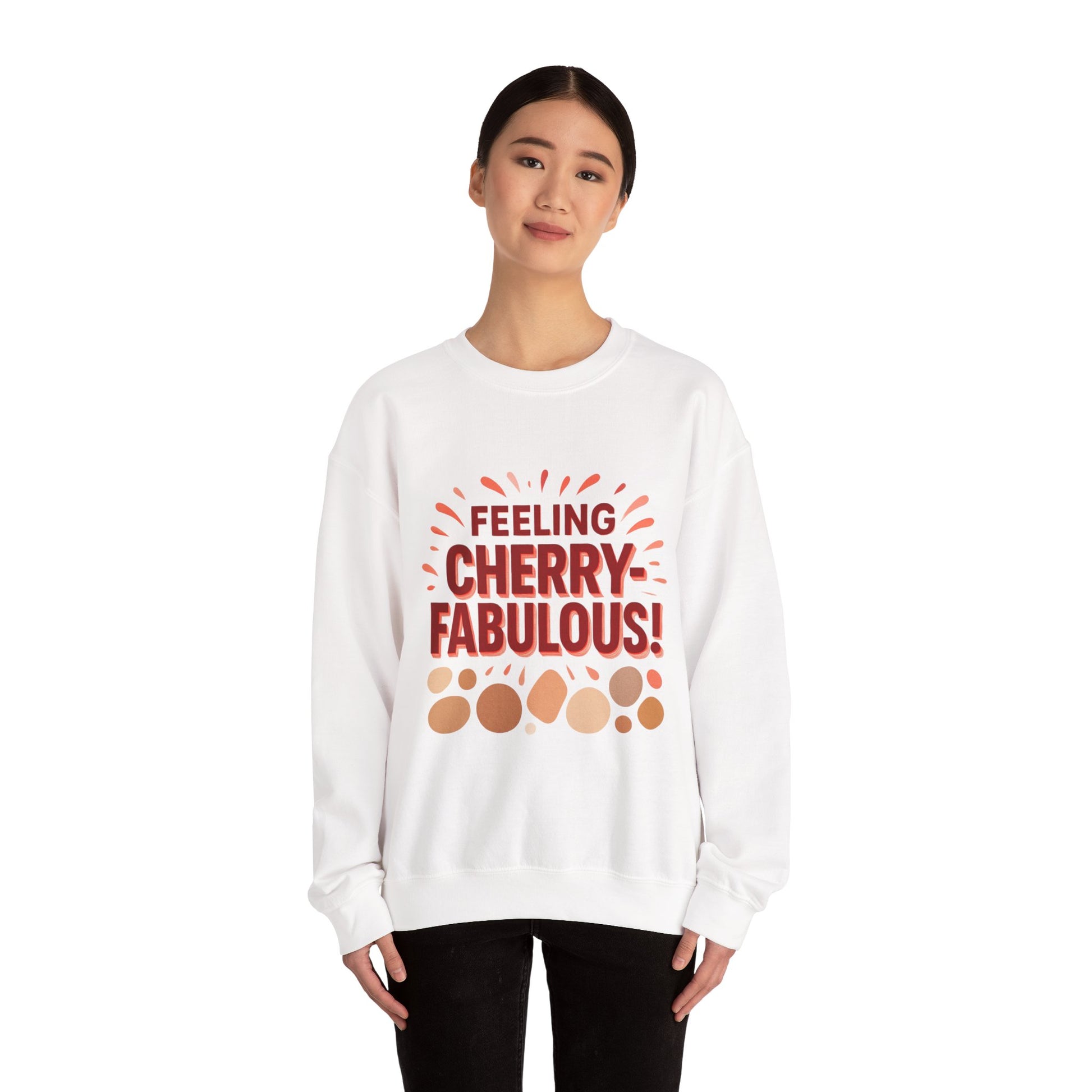 Bold cherry Sweatshirt, Cherry design on Crewneck Jumper, Unisex Pullover, Gift - Oceanfront Products