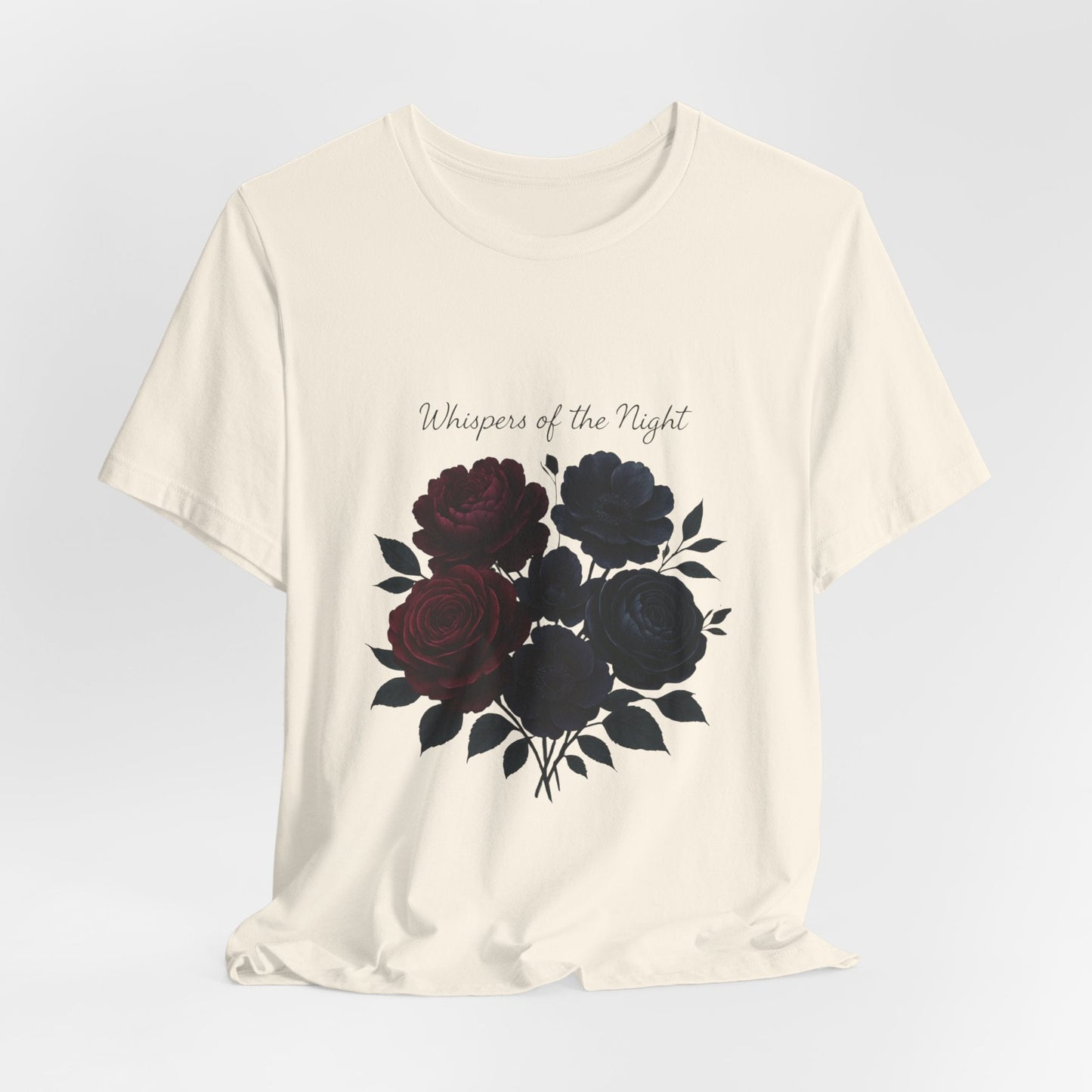Whispers of the Night floral bouquet T-Shirt | dark roses Printify