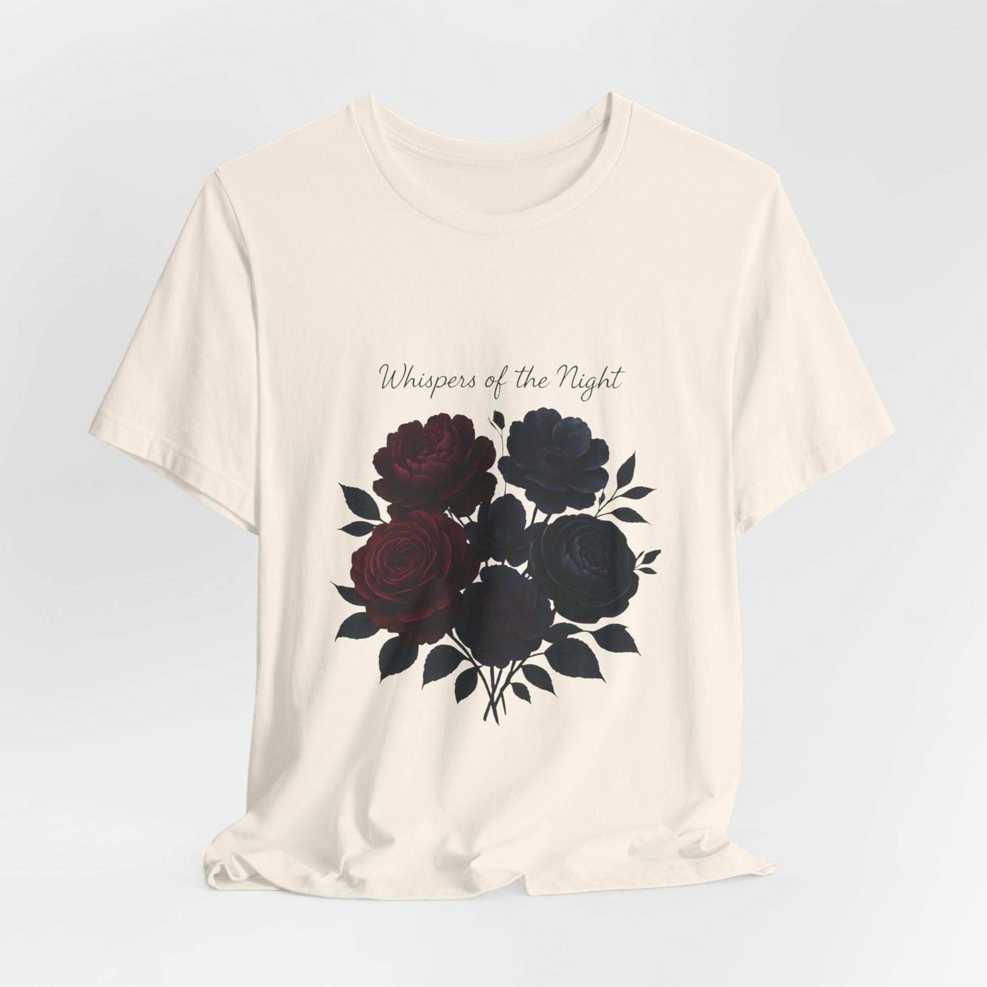 Whispers of the Night floral bouquet T-Shirt | dark roses Printify