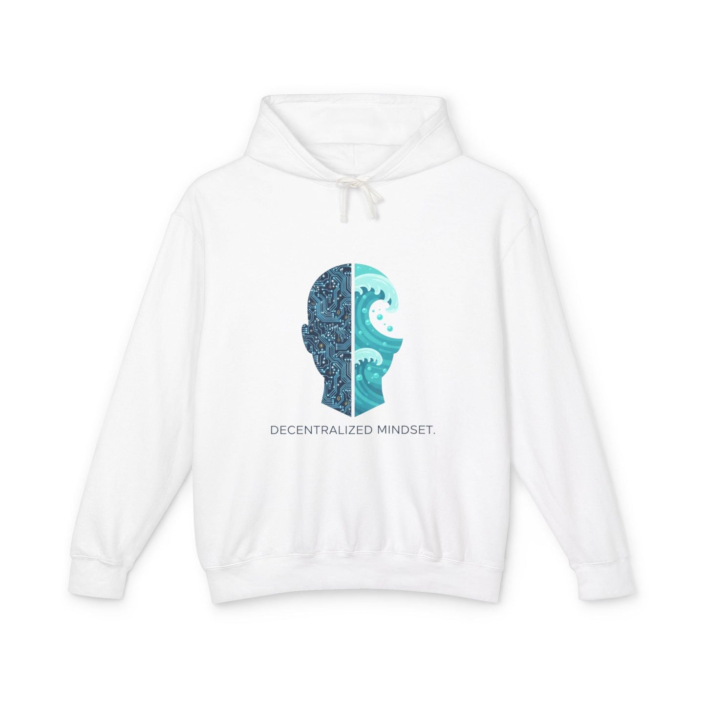 Decentralized Mindset Hoodie — Ocean Wave Split Face Graphic Hooded Sweatshirt Printify