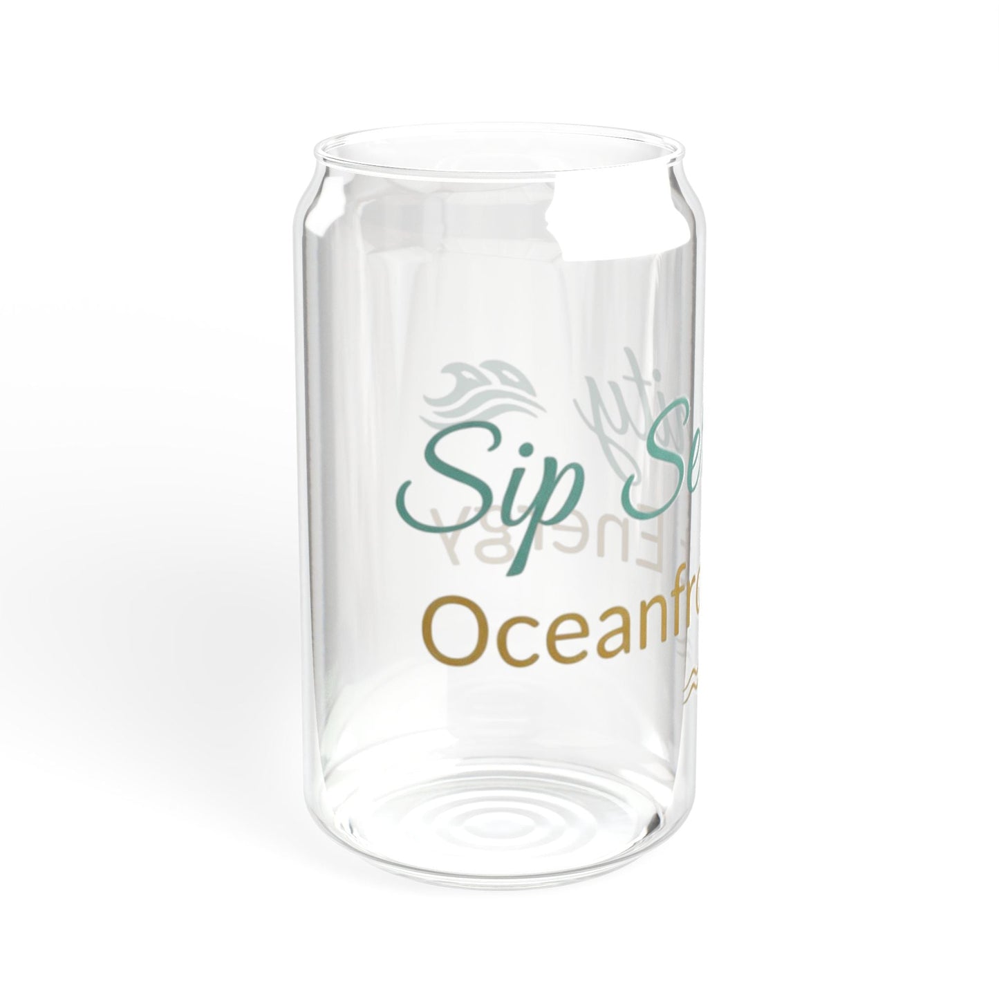 Oceanfront “Sip Serenity” Frosted Glass Cup | Luxury Coastal Glass with Bamboo Lid & Straw Printify