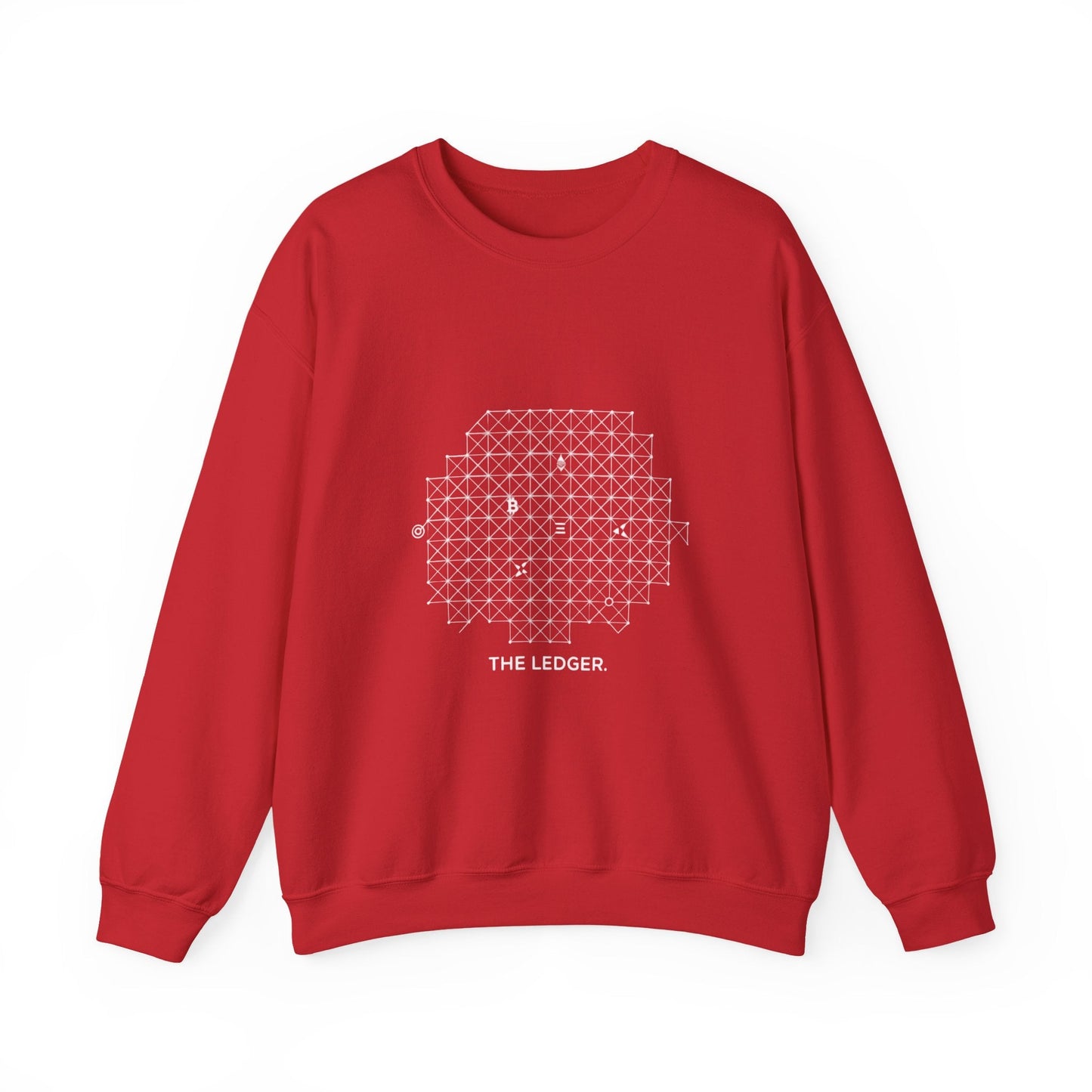 The Ledger Crewneck Sweatshirt — Geometric Crypto Grid Design Printify
