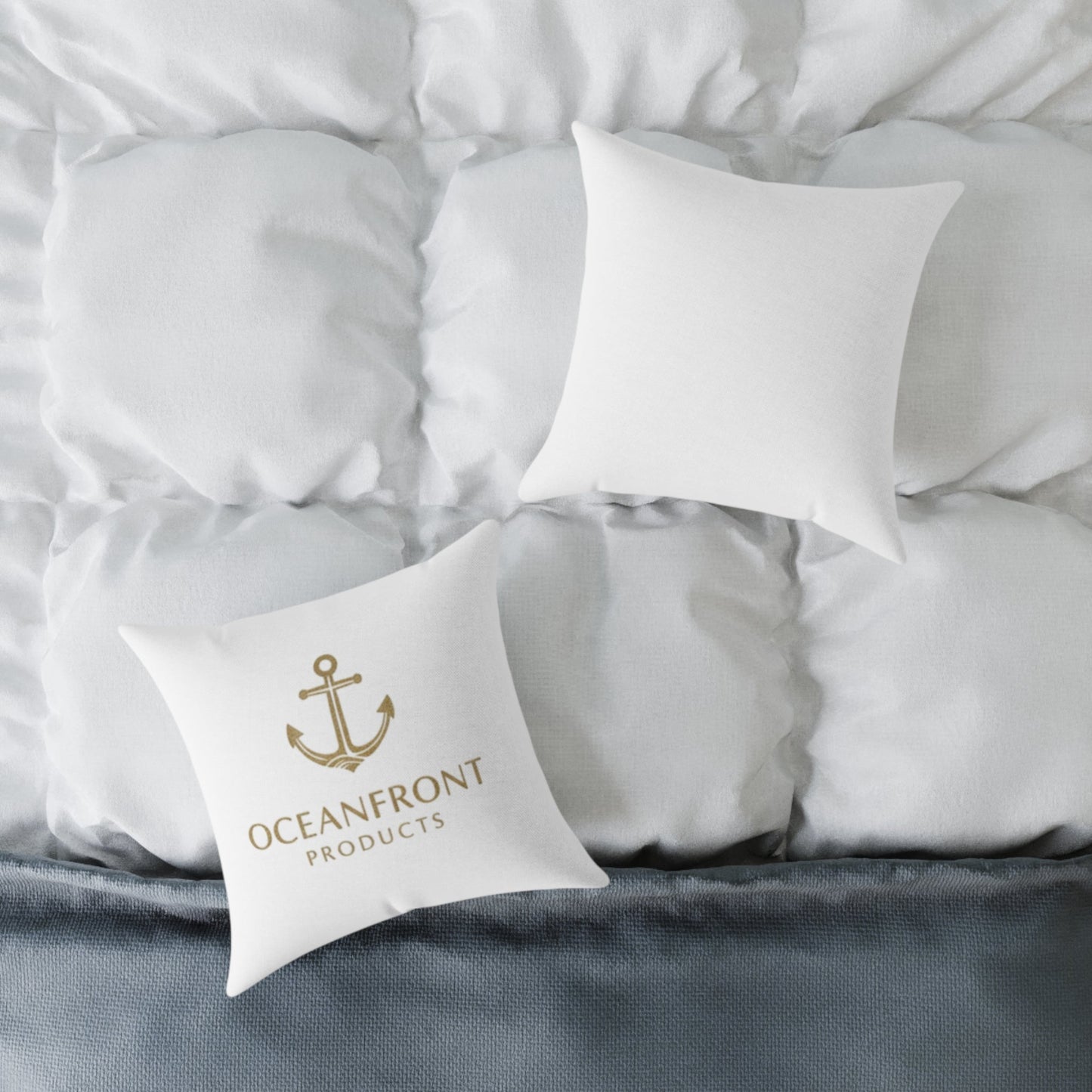 Nautical Anchor Square Pillow – Oceanfront Products Coastal Decor Printify