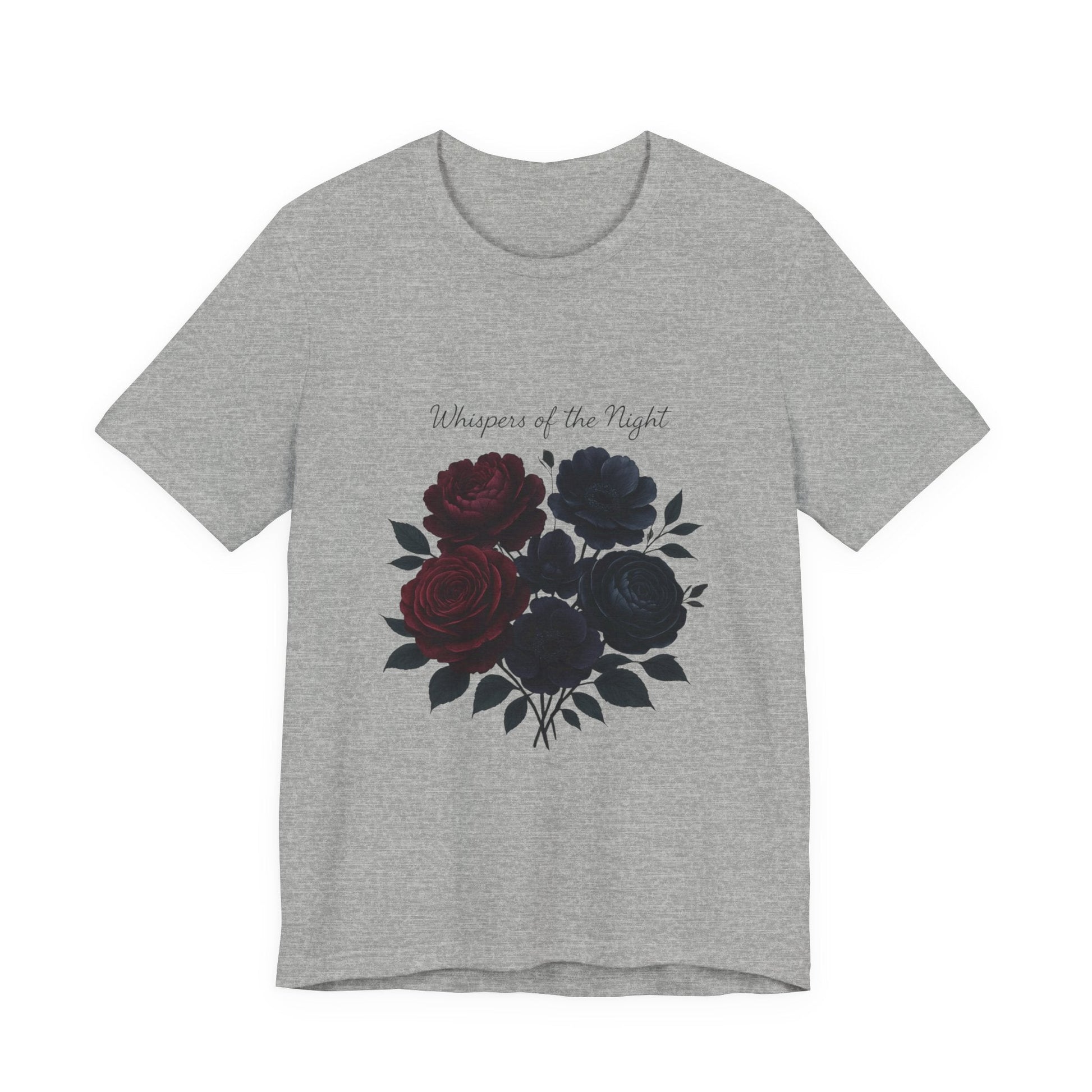 Whispers of the Night floral bouquet T-Shirt | dark roses Printify